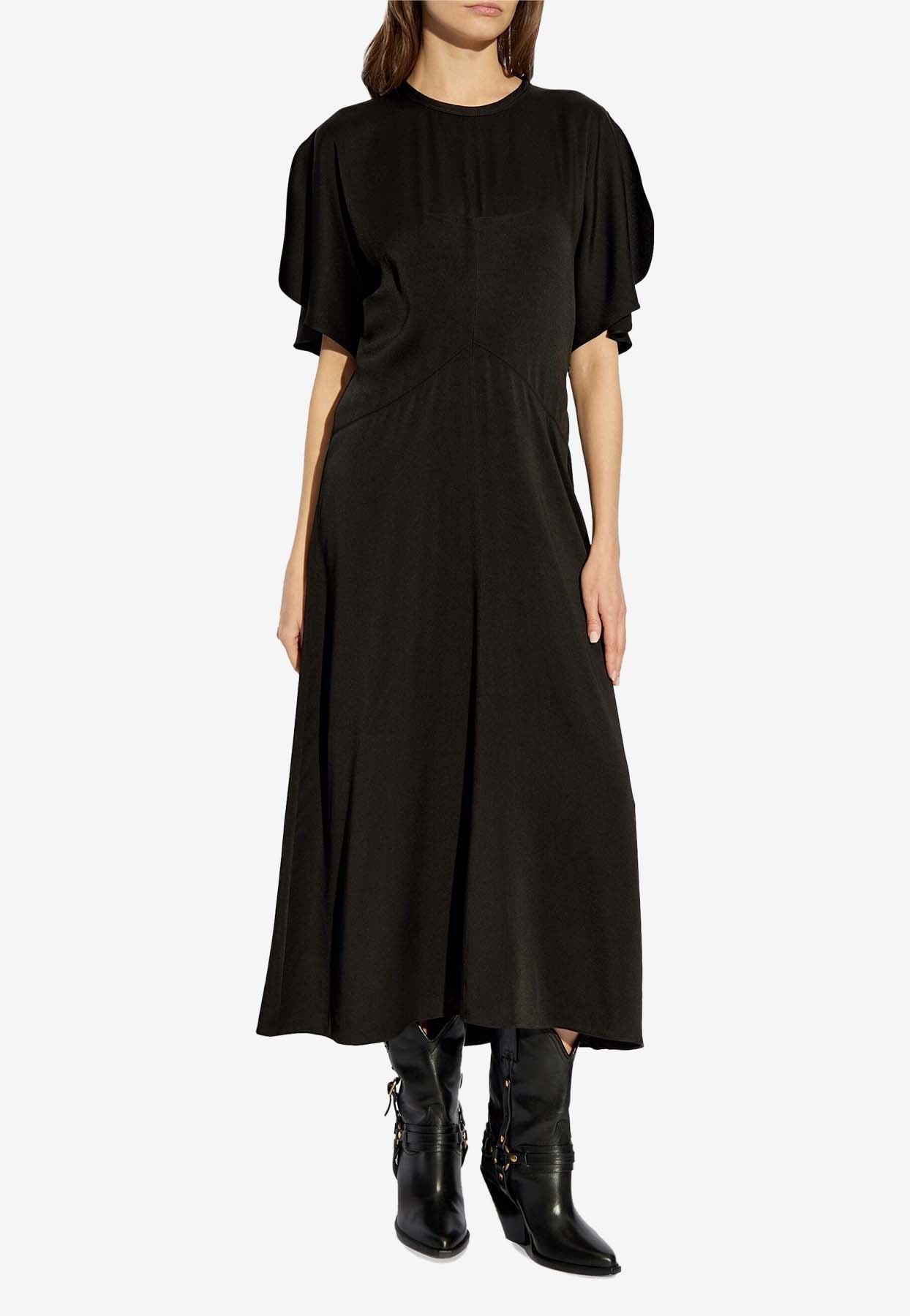 ISABEL MARANT Maxi Dress With Draped Sleeves And Fitted Waistline In Black Product Image