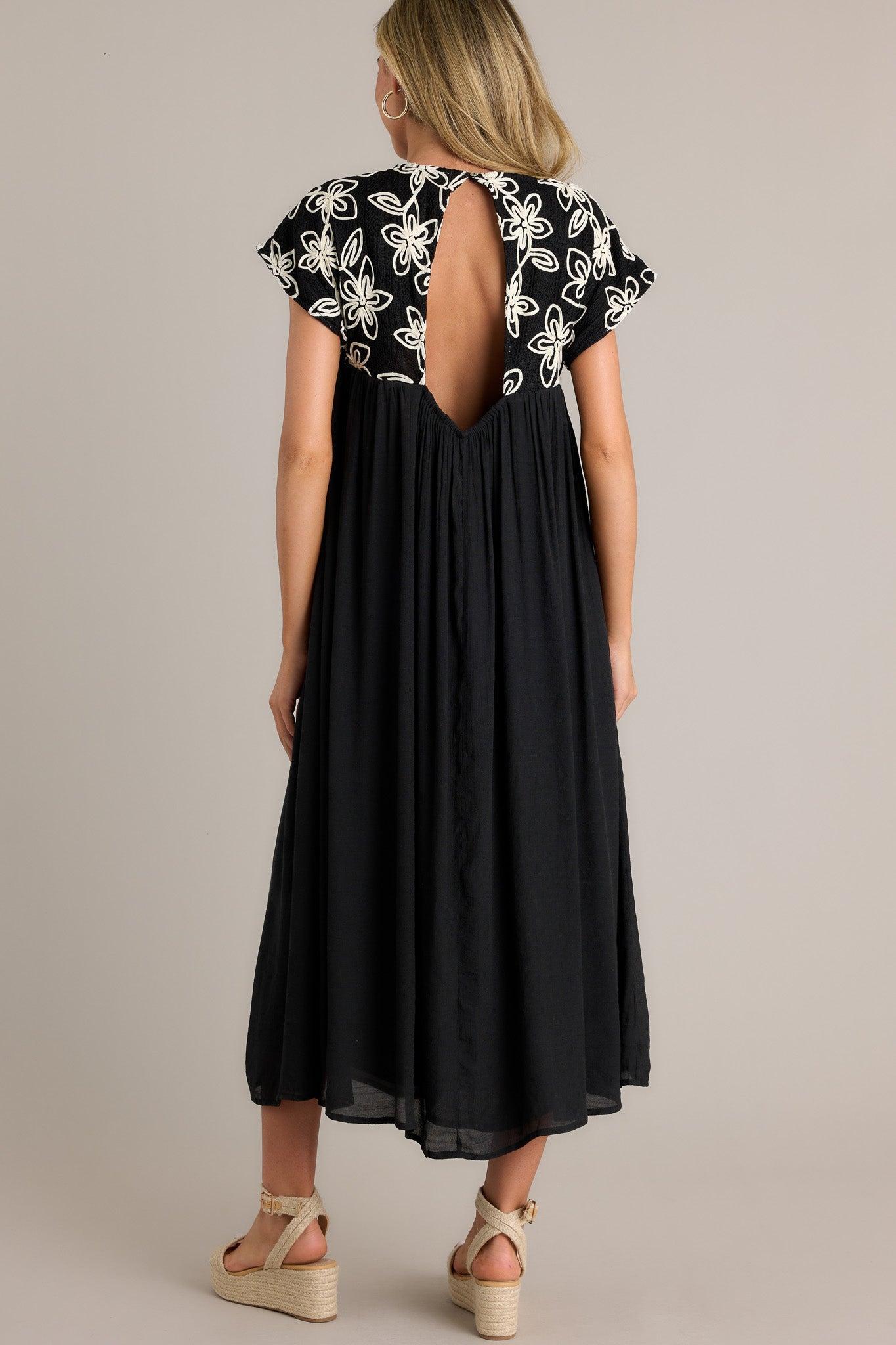Muted Garden Black Floral Midi Dress Product Image
