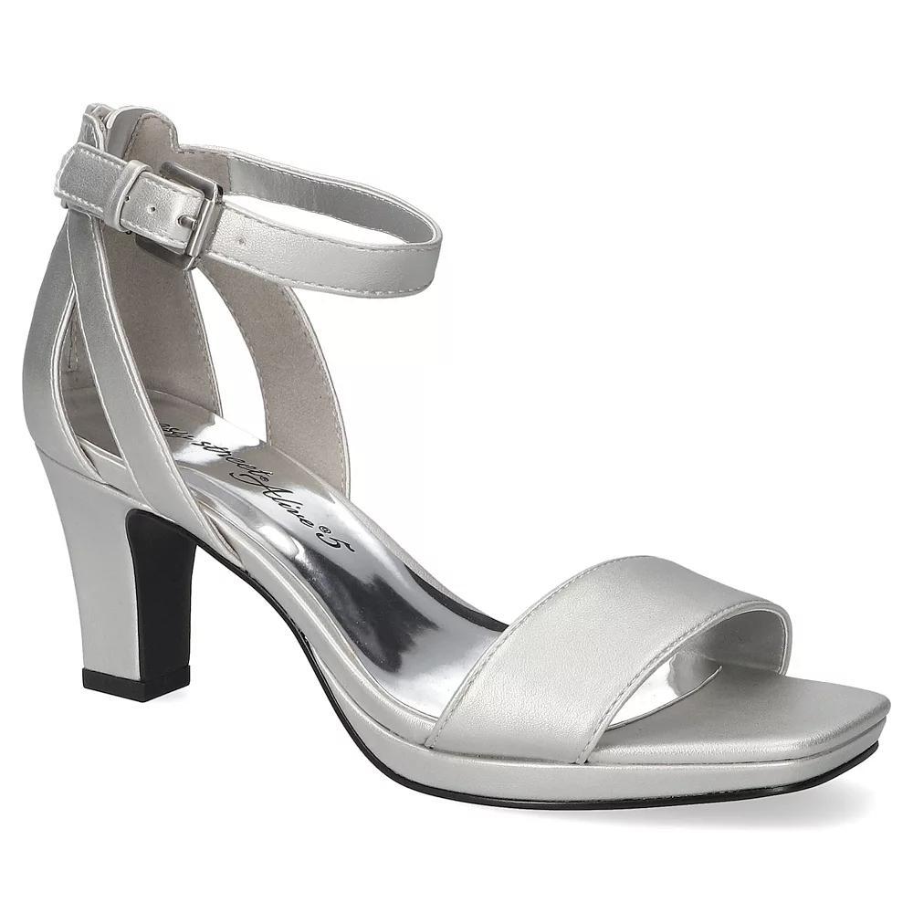 Easy Street Square Toe Platform Women's Heeled Sandals, Size: 7.5, Silver Product Image