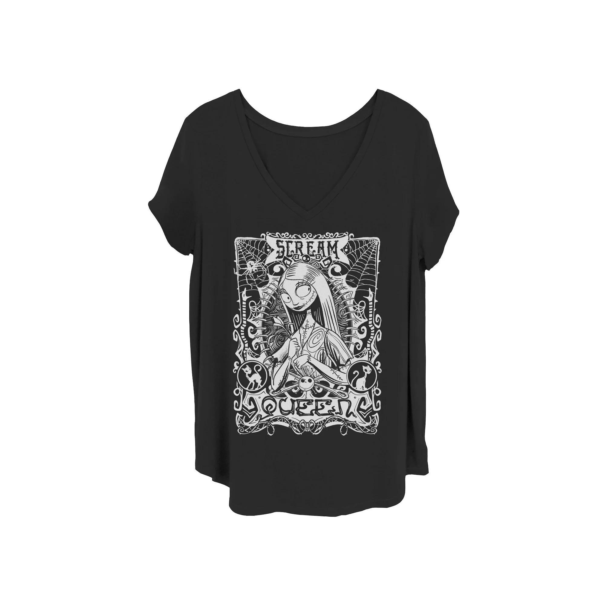 Disney's The Haunted Mansion Women's Madame Leota Tarot Card V-Neck Tee, Girl's, Size: 1XL, Black Product Image