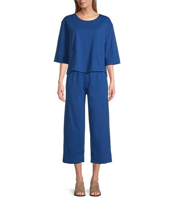 Bryn Walker Cotton Jersey Round Neck 3/4 Sleeve Boxy Shirt Product Image