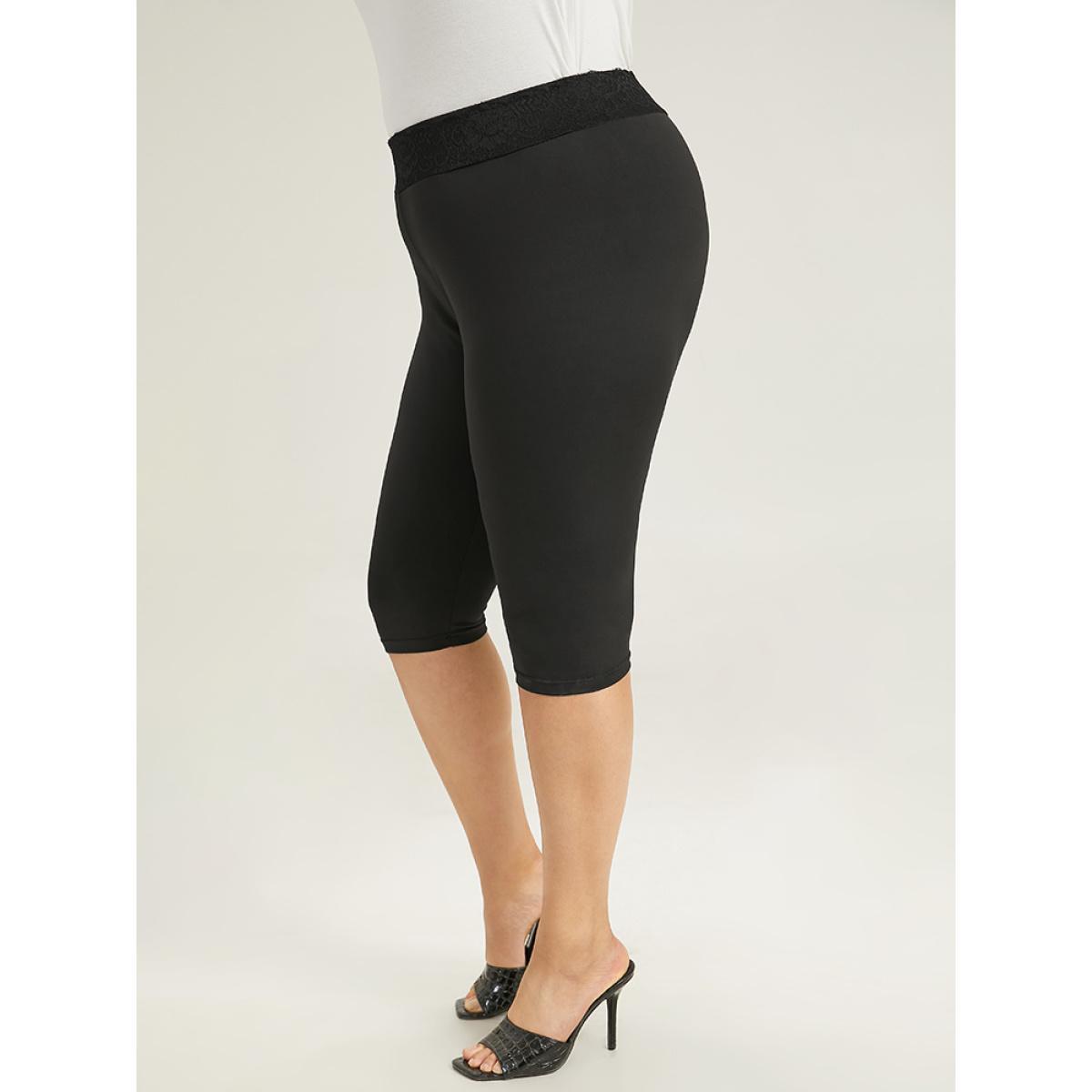 Plus Size High Rise Crochet Lace Skinny Leggings Women Black Elegant High stretch Skinny High Rise Dailywear Leggings BloomChic 22-24/3X Product Image