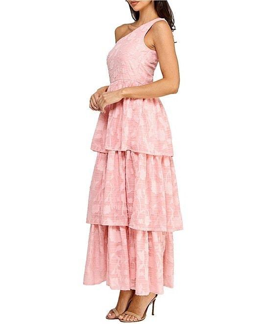 Layered With Love Lace Asymmetrical One Shoulder Neck Sleeveless Ruffle Tiered A-Line Dress Product Image