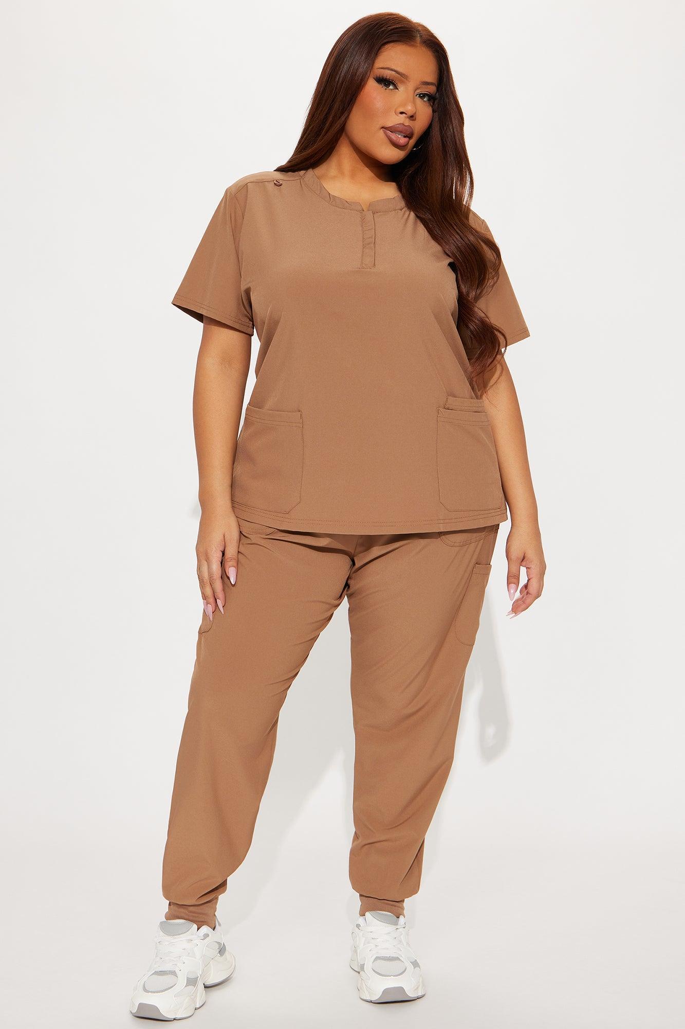 Daily Clock In 4 Way Stretch Uniform Scrub Jogger Set - Chocolate Female Product Image