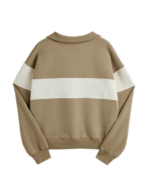 Color Block Splice Letter Embroidery Print Sweatshirt Product Image