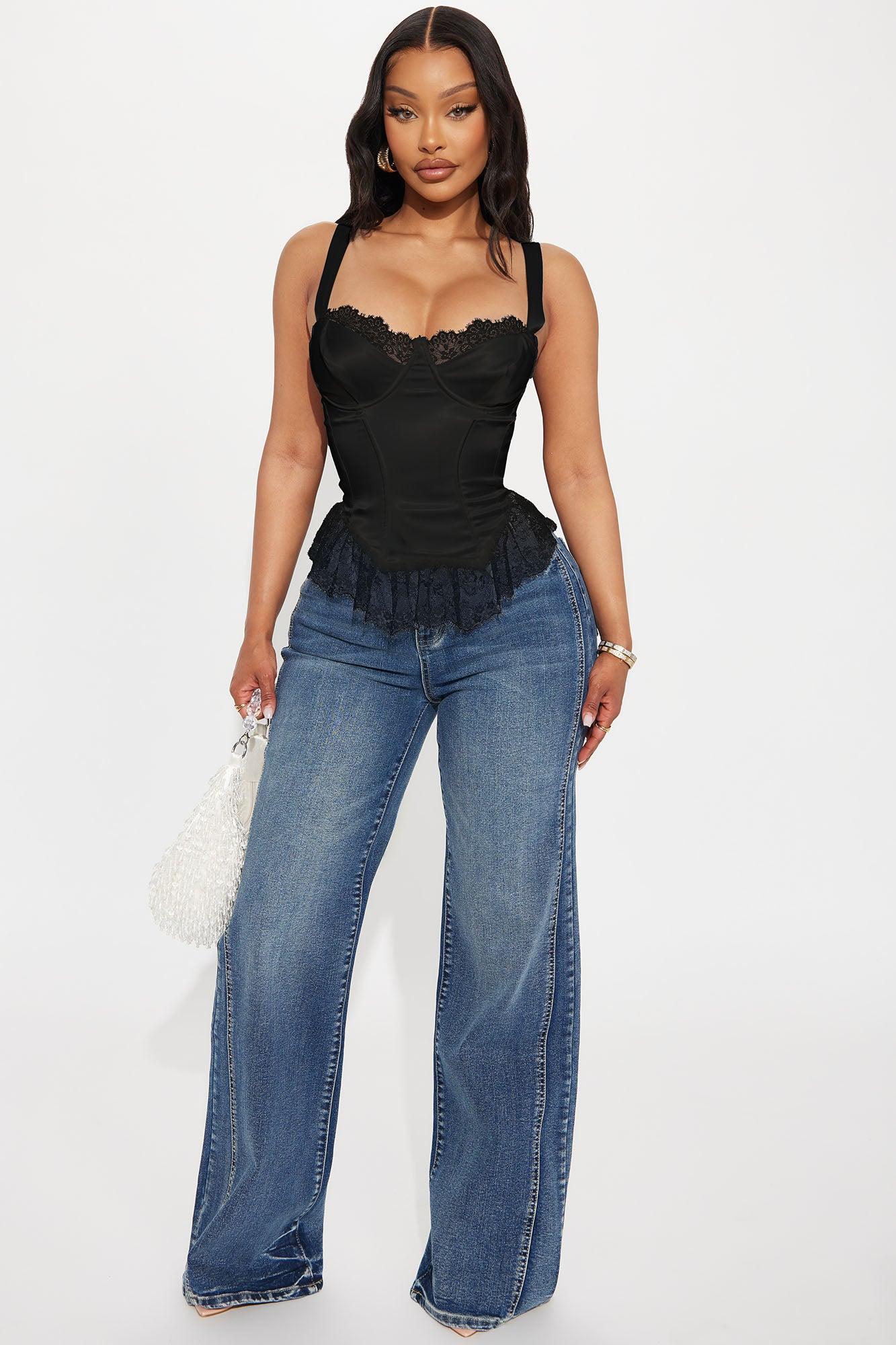 Timeless Temptation Satin Corset Top - Black Product Image