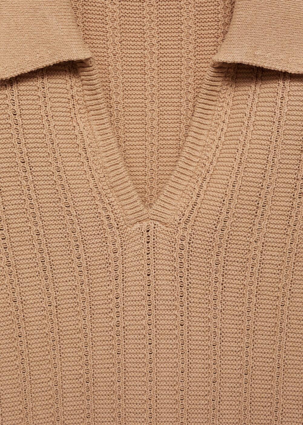 Twisted knitted cotton polo shirt - Men | MANGO USA Product Image