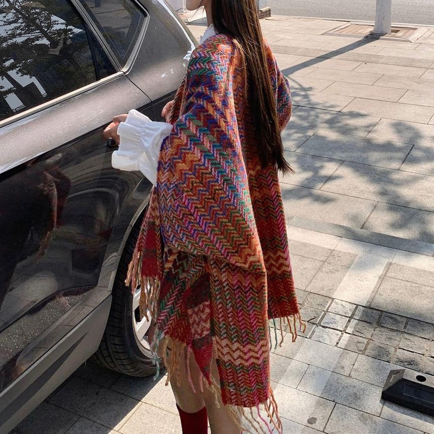 Plaid Fringed Shawl Product Image