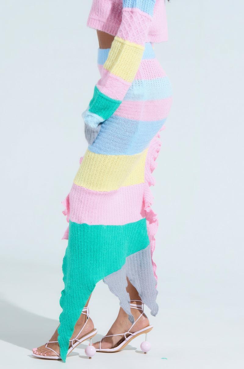 PRETTY LIKE ME SWEATER STRIPE SKIRT Product Image