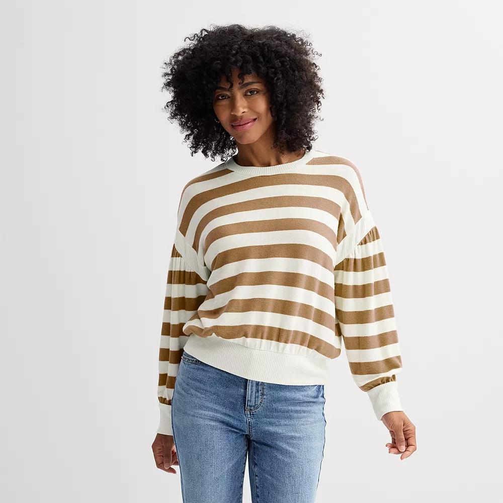 Women's Sonoma Goods For Life® Striped Cozy Pullover, Size: XS, Pink Tan Stripe Product Image