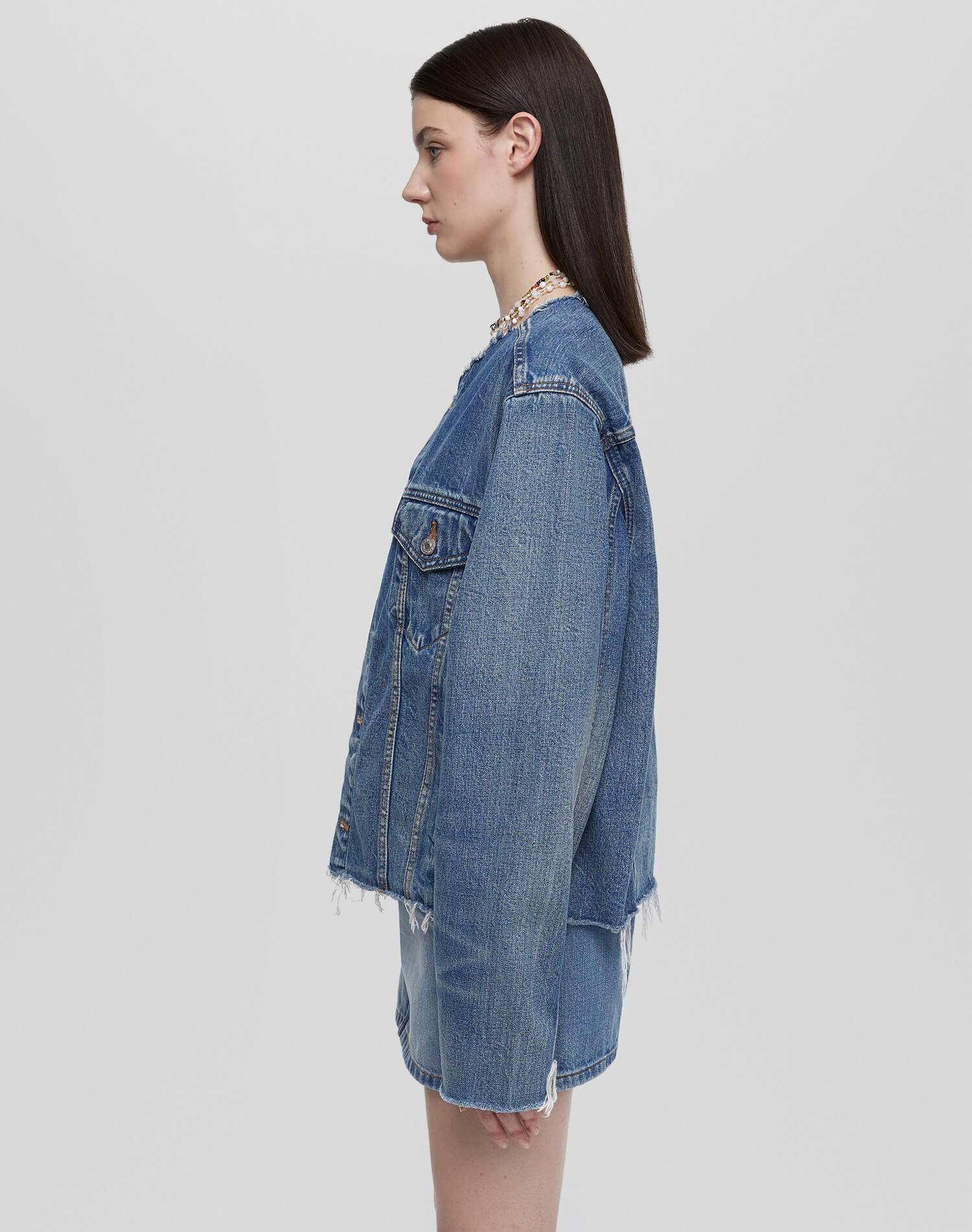 Cutoff Trucker Jacket - Mid Fade Product Image