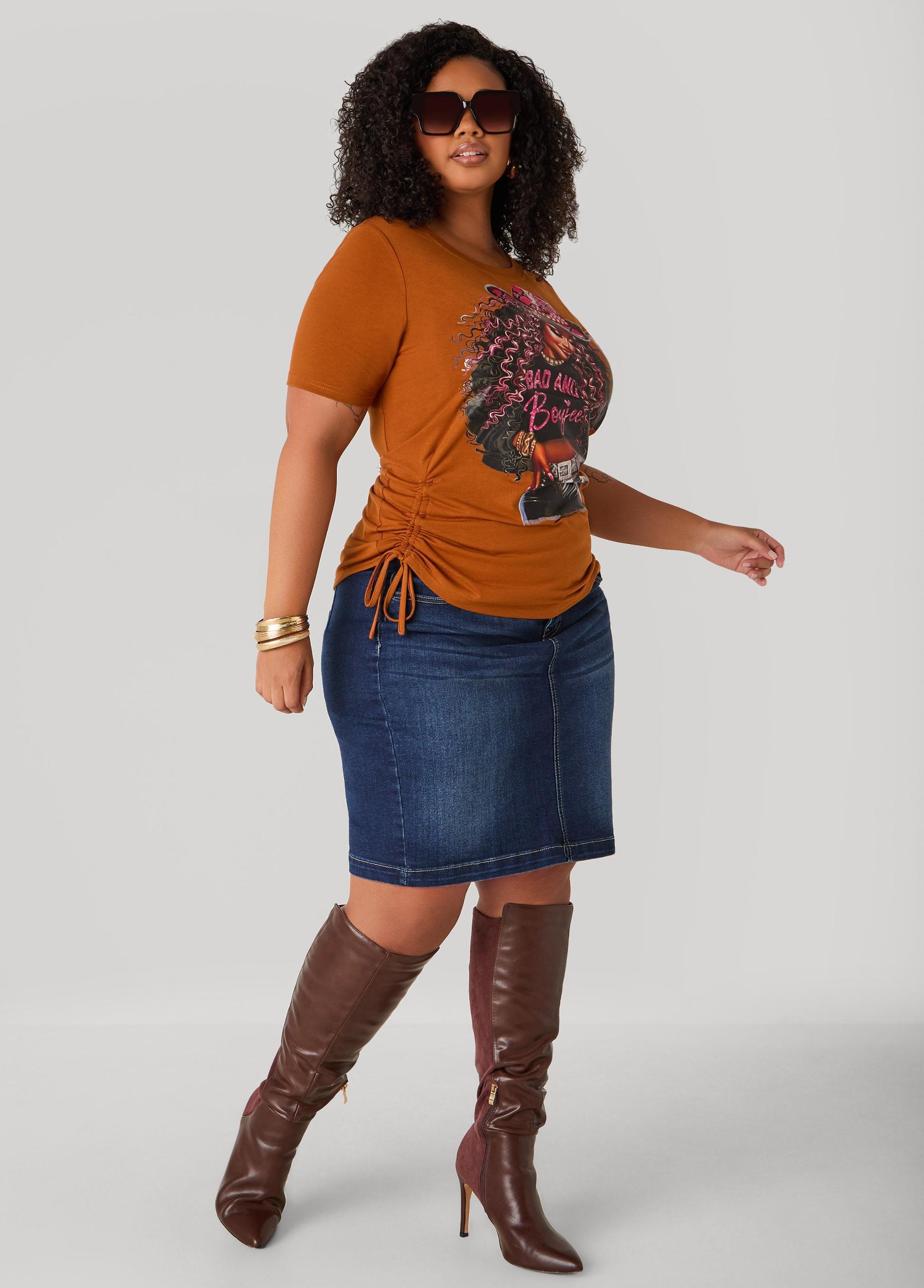 Whiskered Denim Pencil Skirt Product Image
