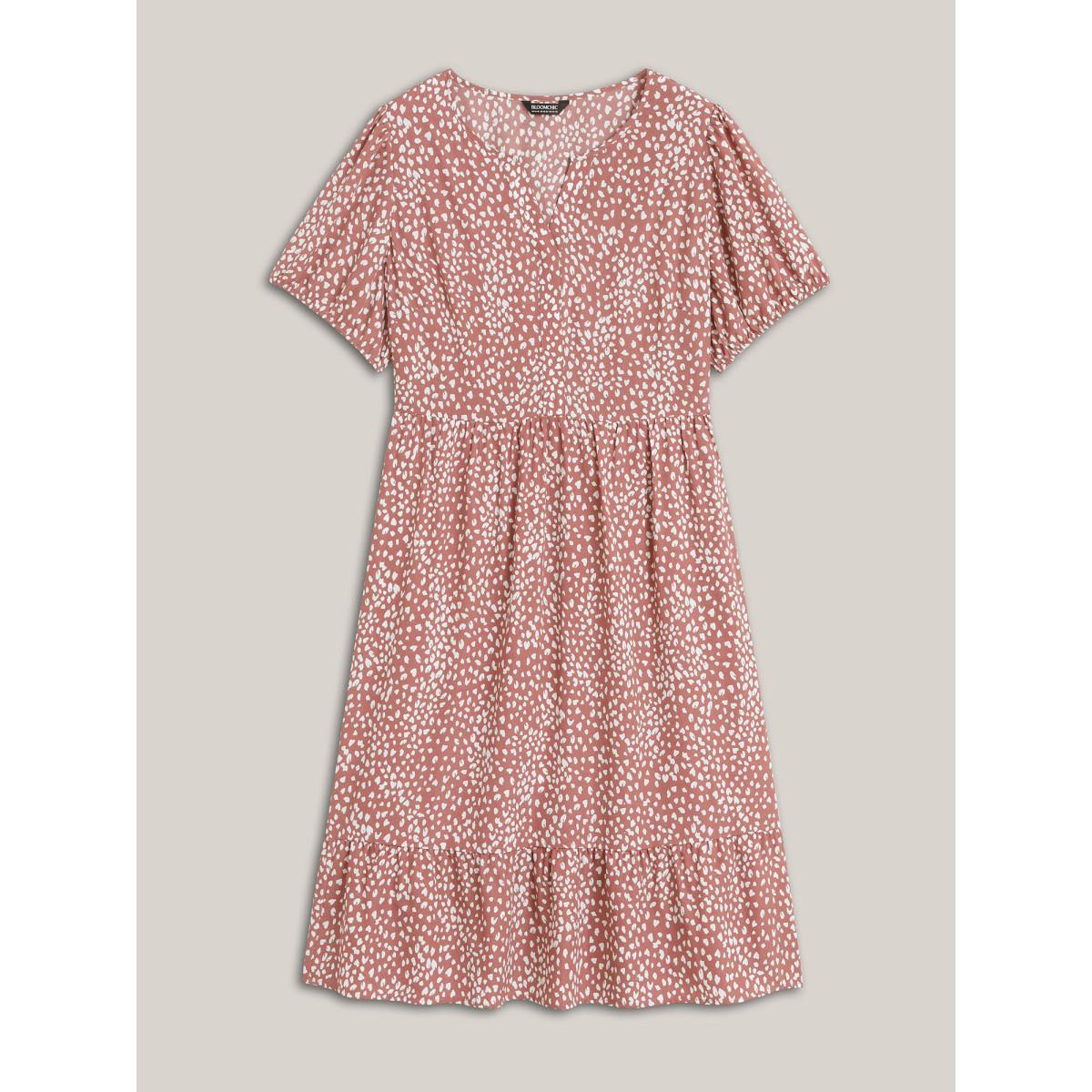 Plus Size Leopard Print Pockets Tiered Midi Dress Dirtypink Women V-neck Short sleeve Curvy BloomChic 18-20/2X Product Image
