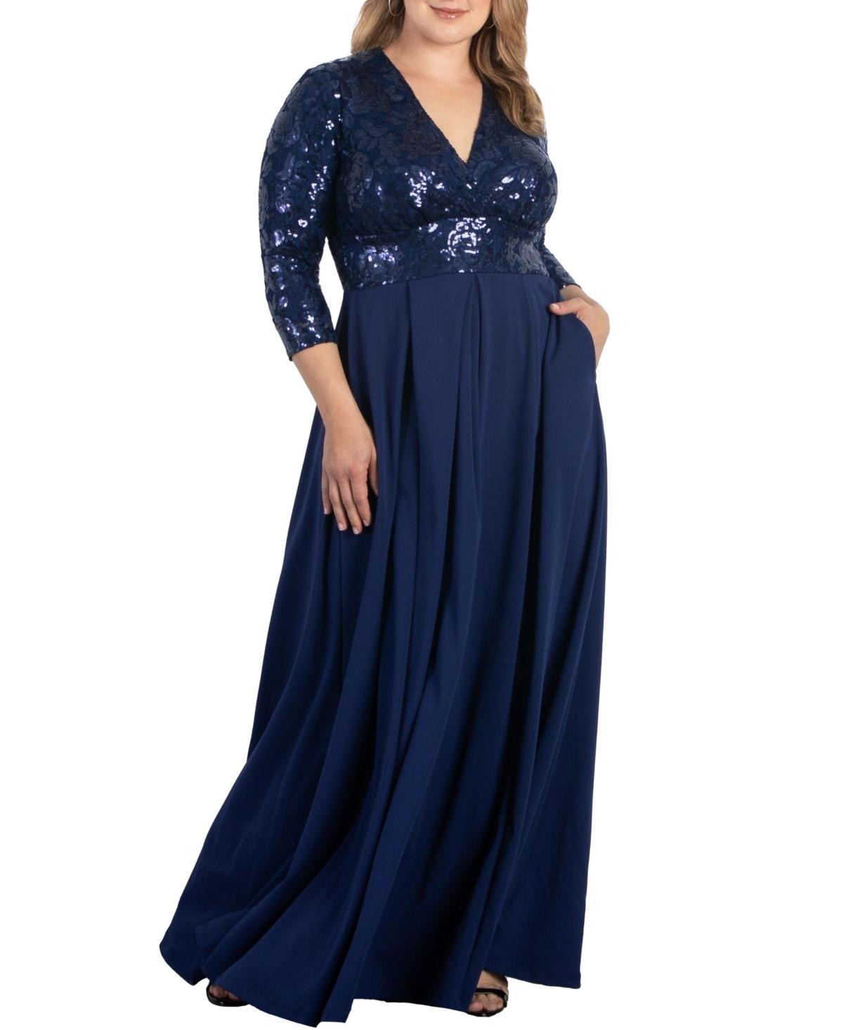 Womens Plus Size Paris Pleated Sequin Gown Product Image