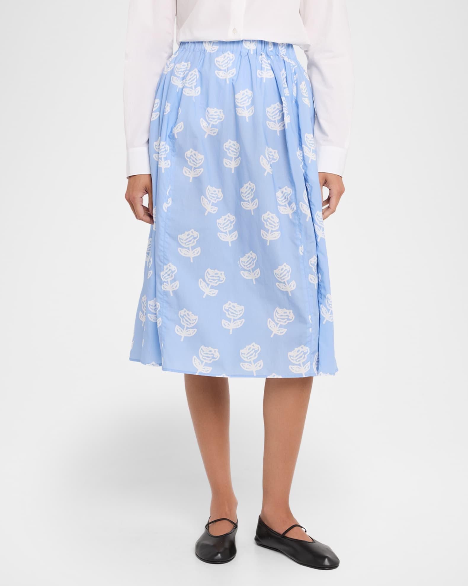 Floral Cotton Midi Skirt Product Image
