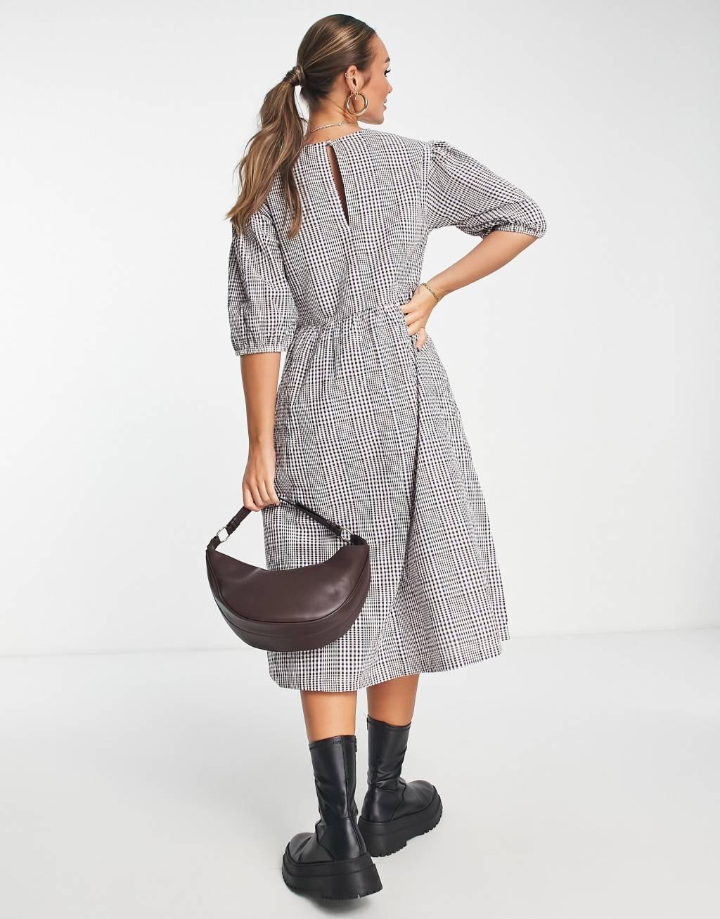 Monki checked midi dress Product Image