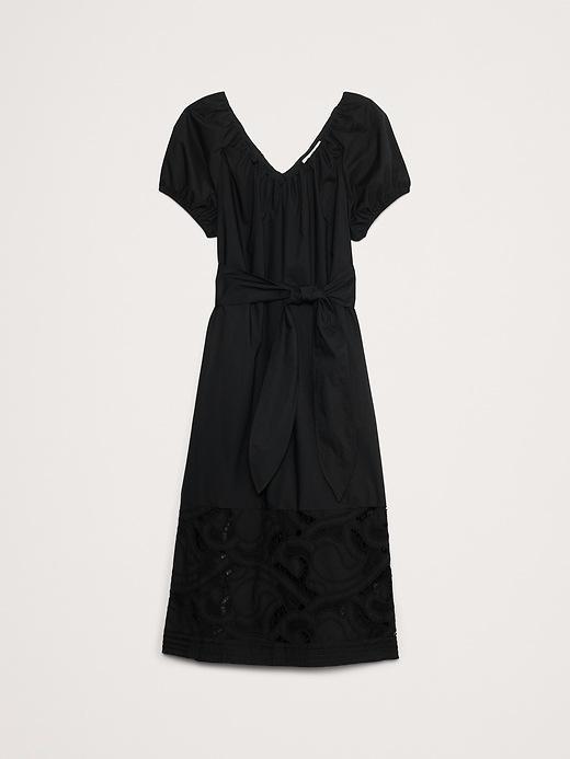 Embroidered Cotton Poplin Ruched Dress Product Image