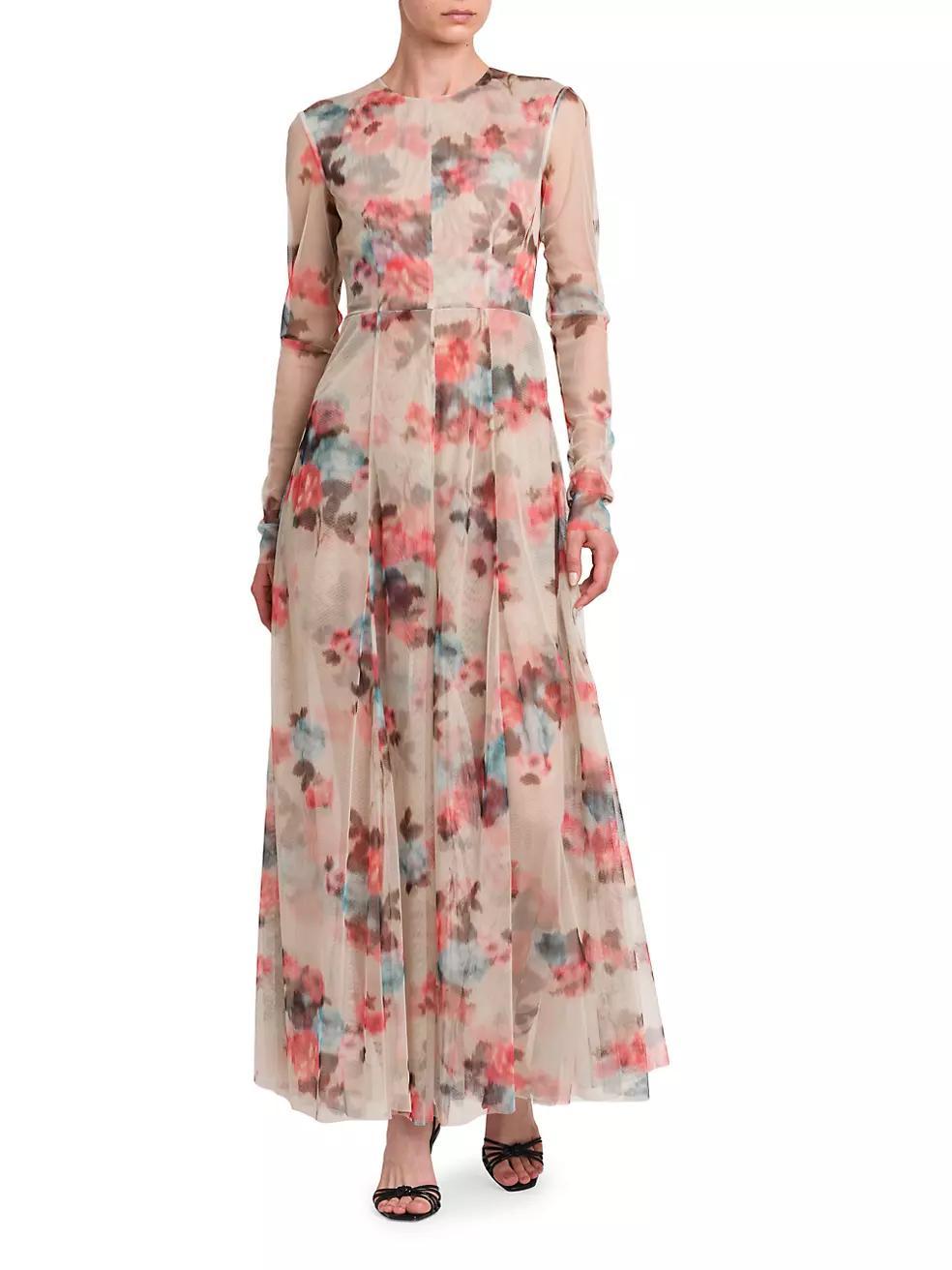 Floral Tulle Fit & Flare Maxi Dress Product Image