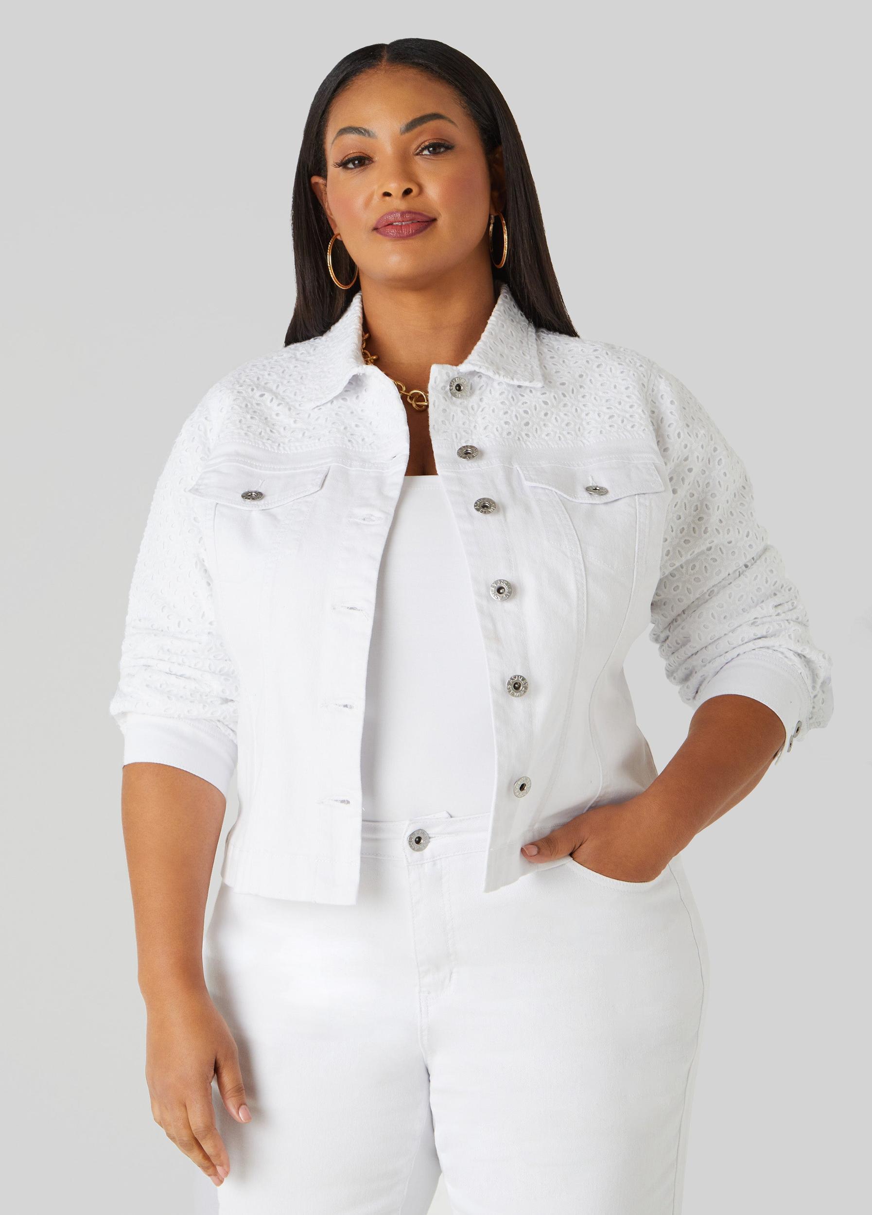 Eyelet Paneled Denim Jacket Product Image