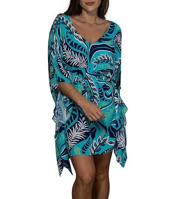 Jantzen Garden V-Neck Ruffle Trim Tunic Swim Cover-Up Product Image