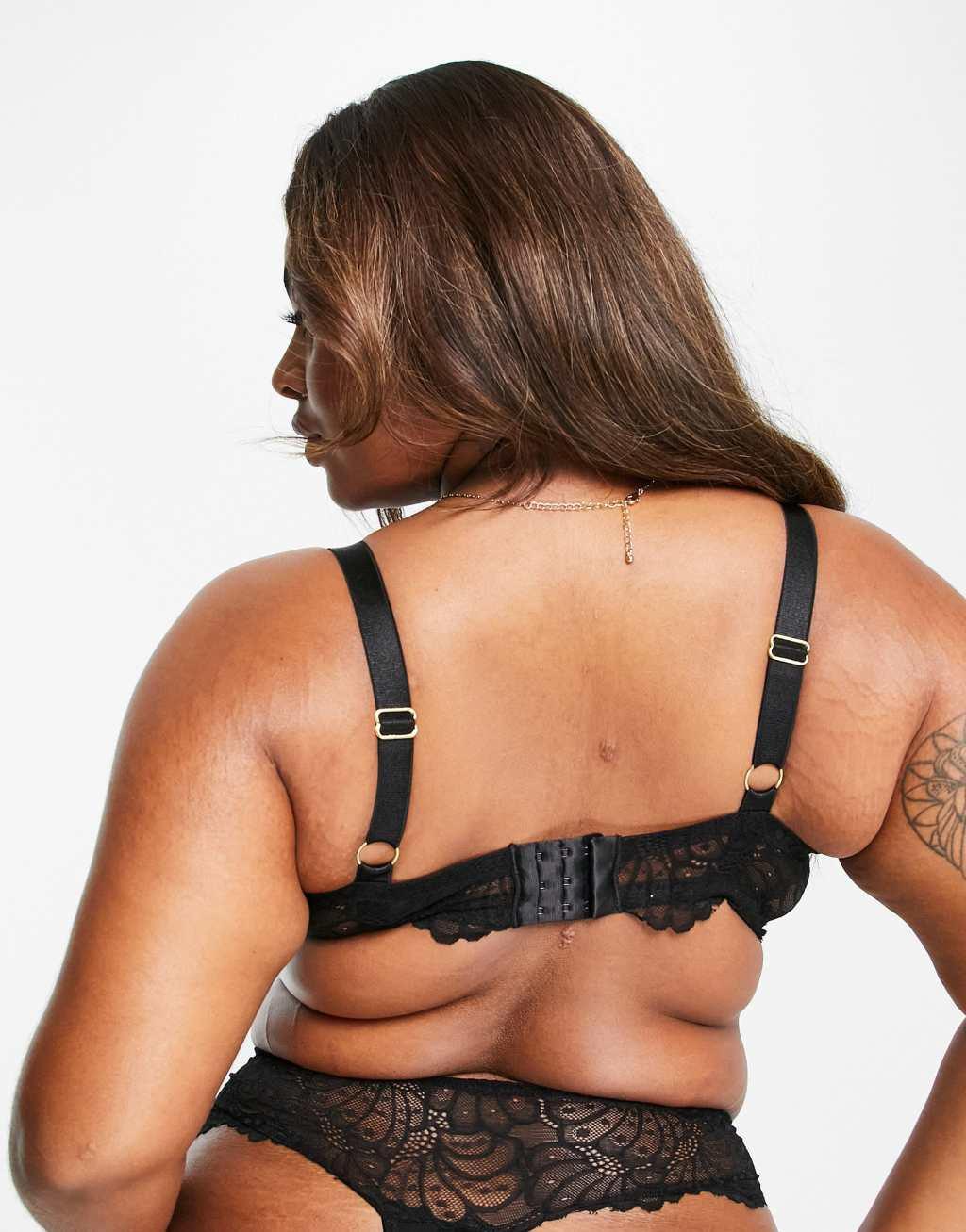 ASOS DESIGN Curve Sienna lace underwired plunge bra Product Image