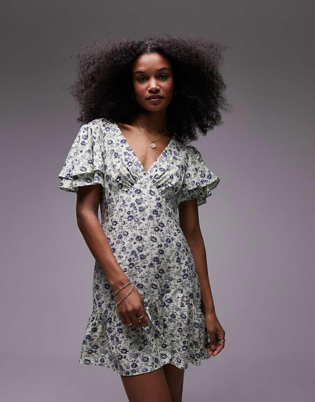 Topshop Bella tea dress with angel sleeve Product Image