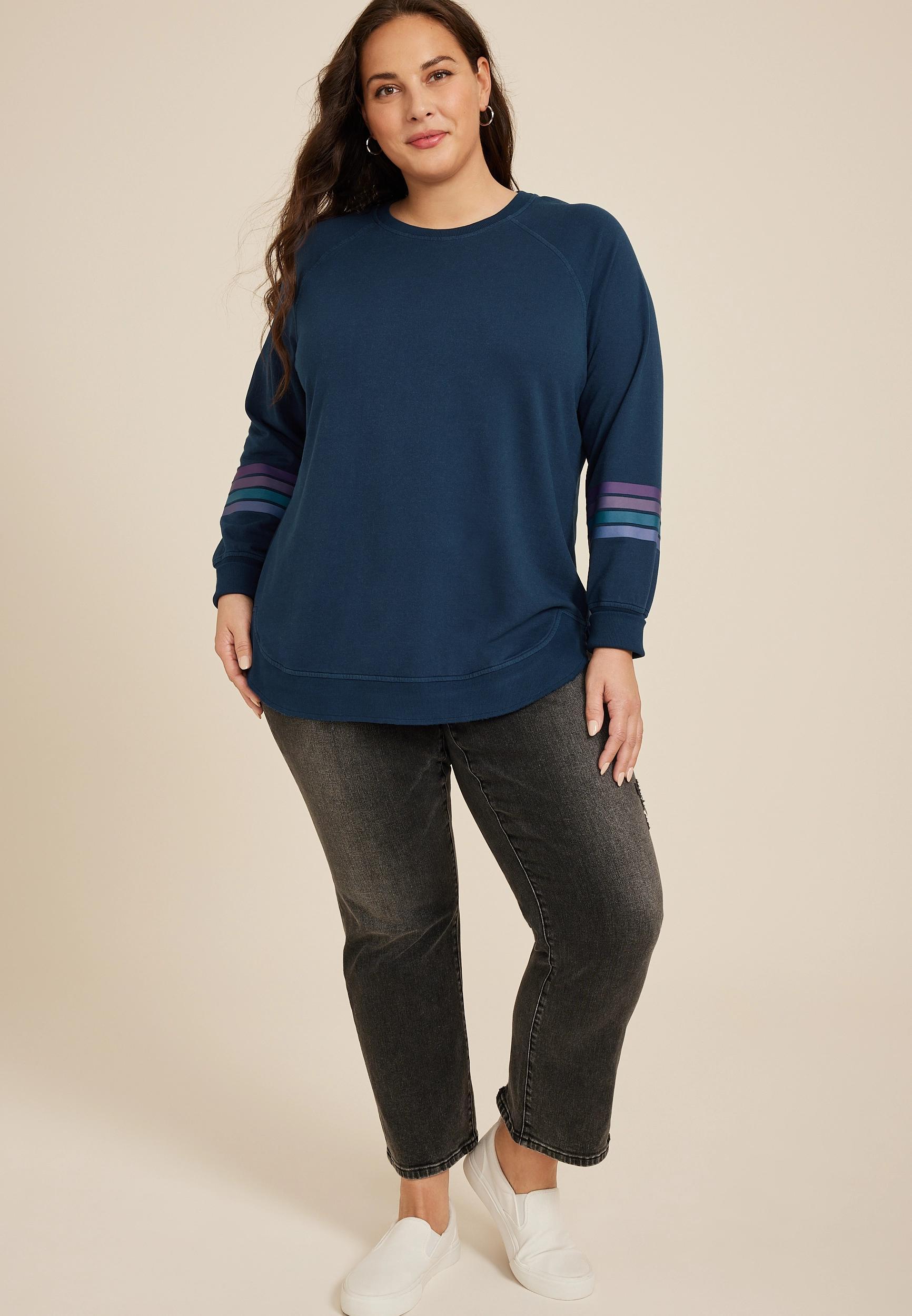 Maurices Plus Size Womens SunhavenCrew Neck Sweatshirt Purple Size 0X Product Image
