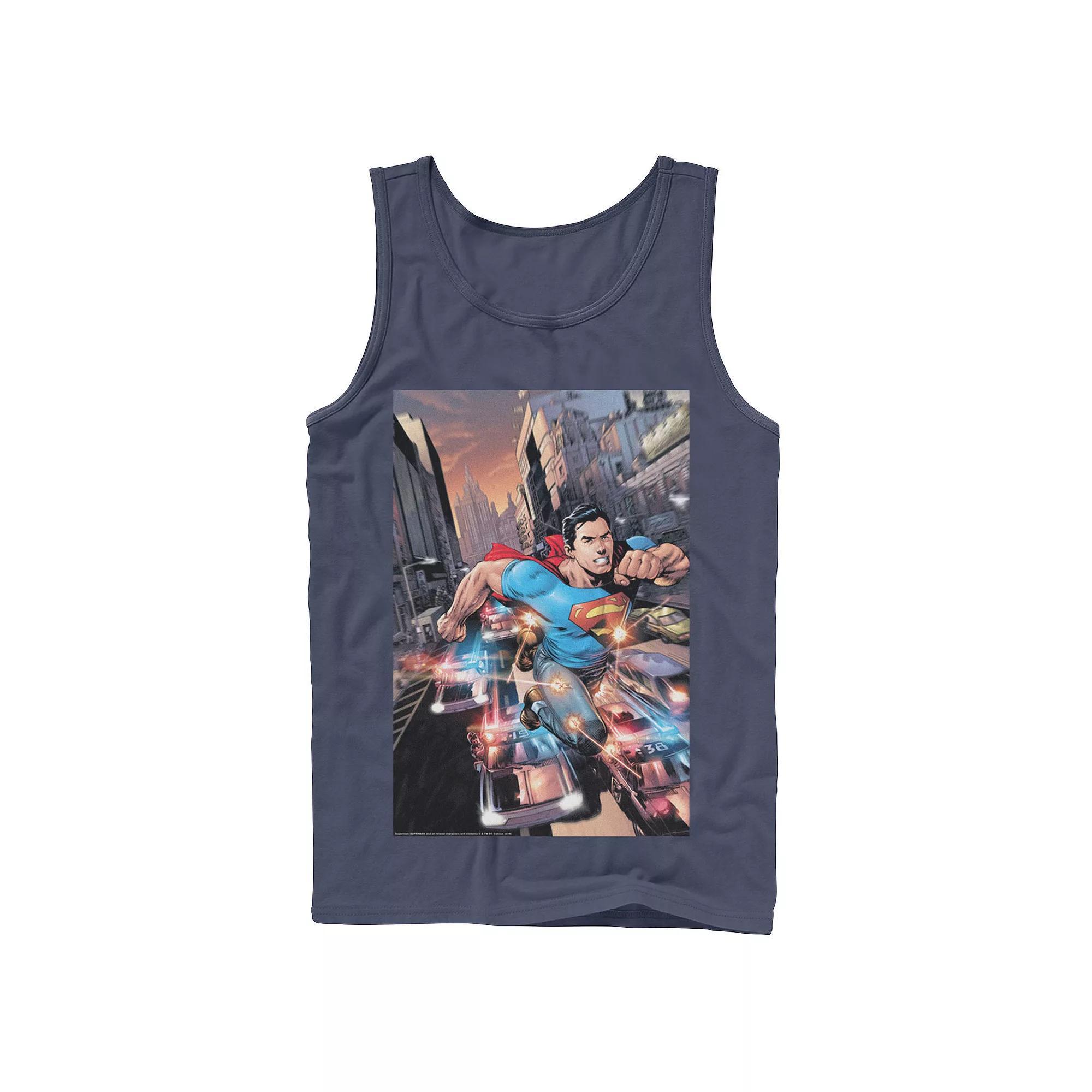 Men's DC Comics Superman Flashing Lights Poster Tank Top, Size: XL, Grey Product Image