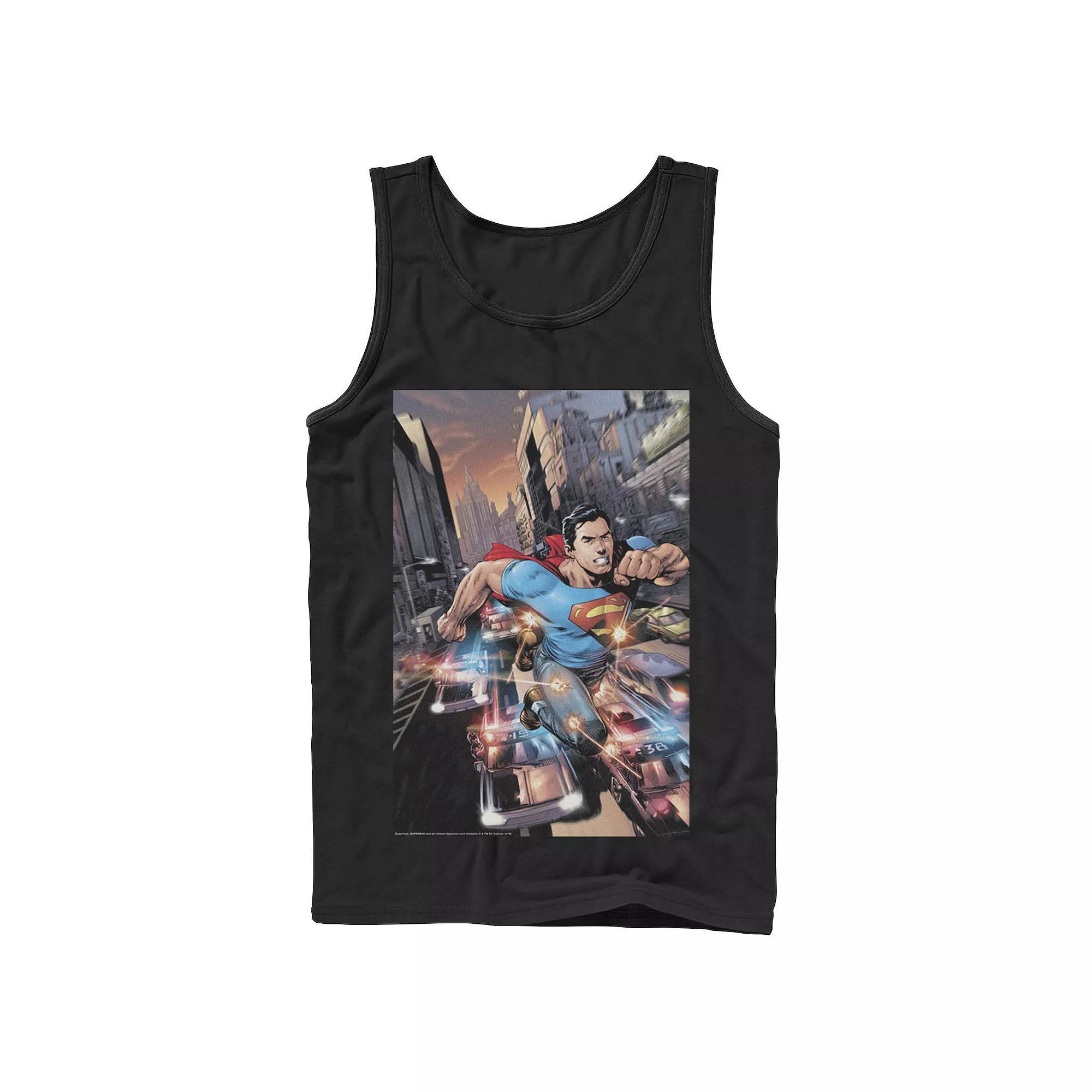 Men's DC Comics Superman Flashing Lights Poster Tank Top, Size: XL, Grey Product Image