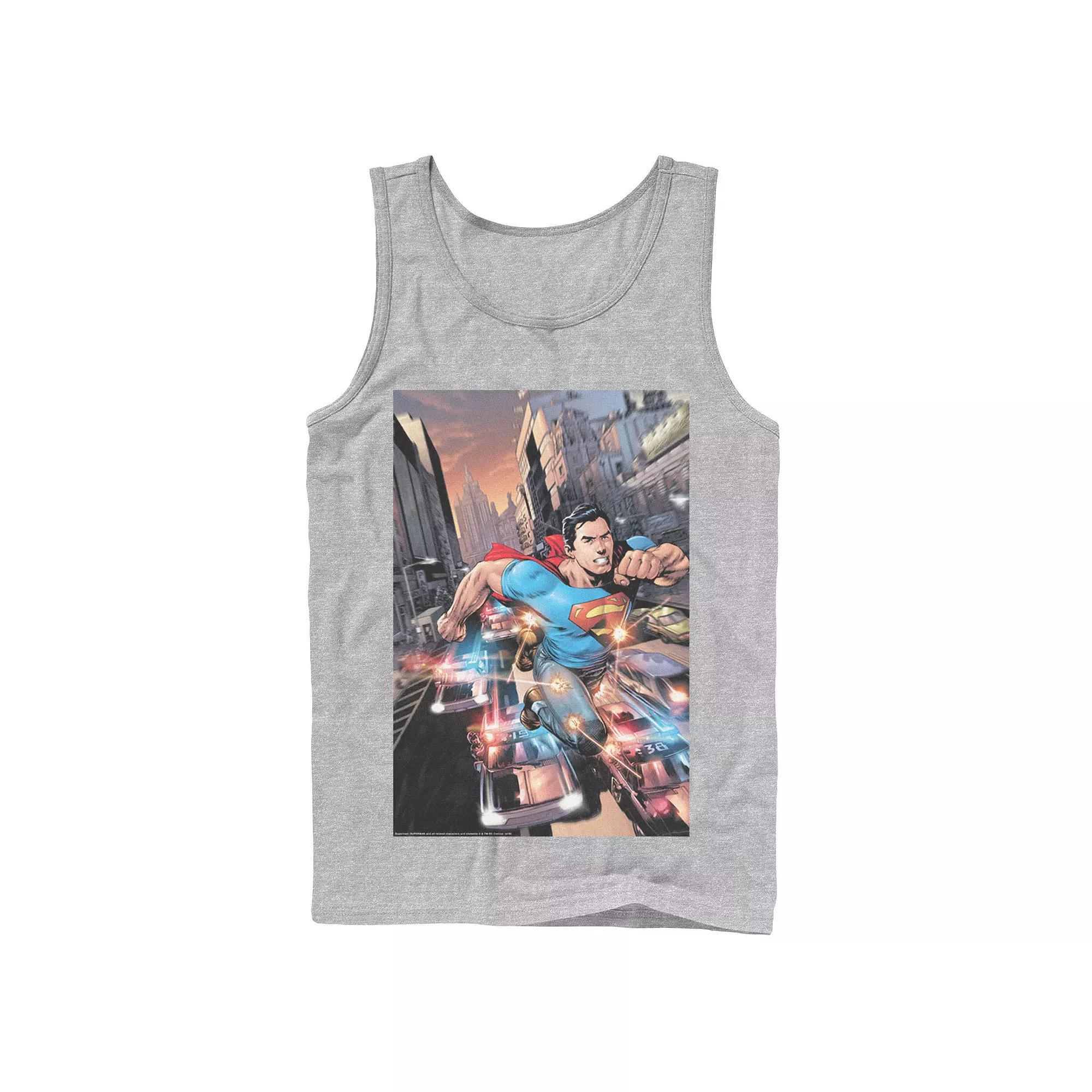 Men's DC Comics Superman Flashing Lights Poster Tank Top, Size: XL, Grey Product Image