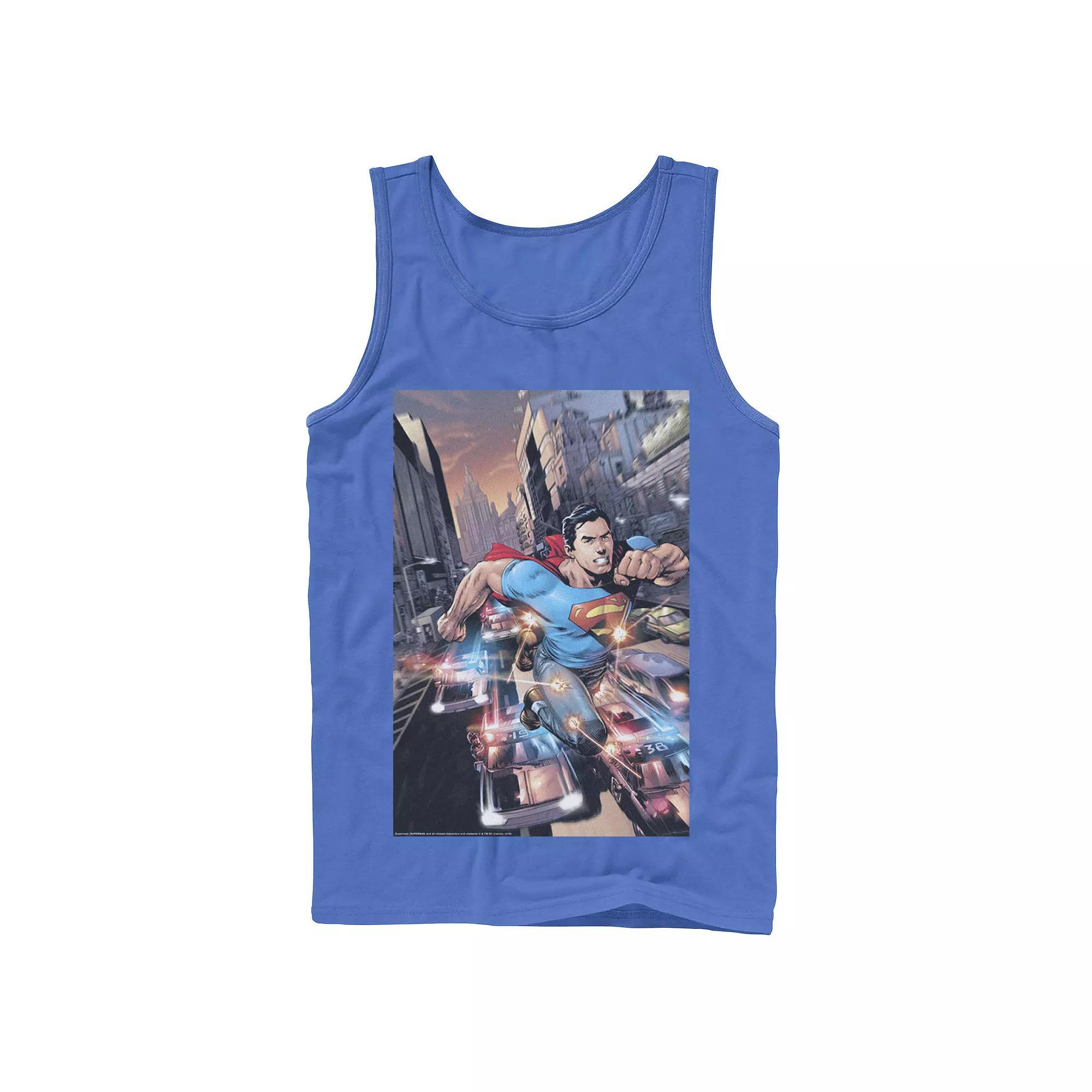 Men's DC Comics Superman Flashing Lights Poster Tank Top, Size: XL, Grey Product Image