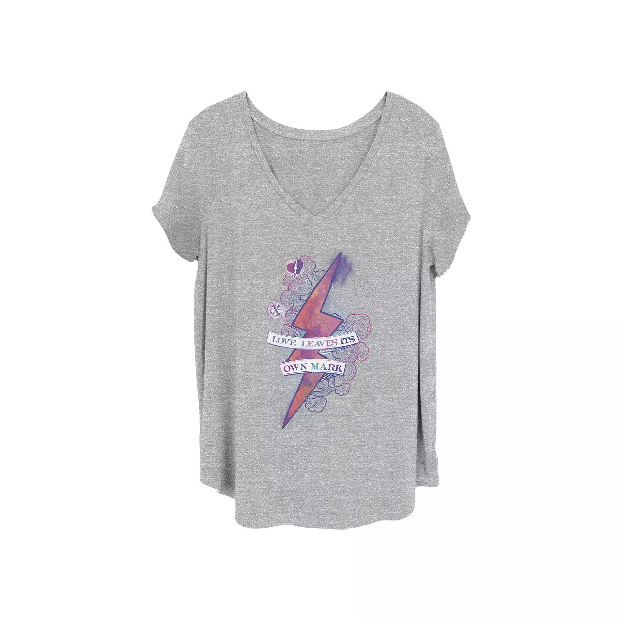 Juniors' Plus Size Harry Potter: Deathly Hallows 2 "Love Leaves Its Own Mark" Tee, Women's, Size: 1XL, Grey Gray Product Image