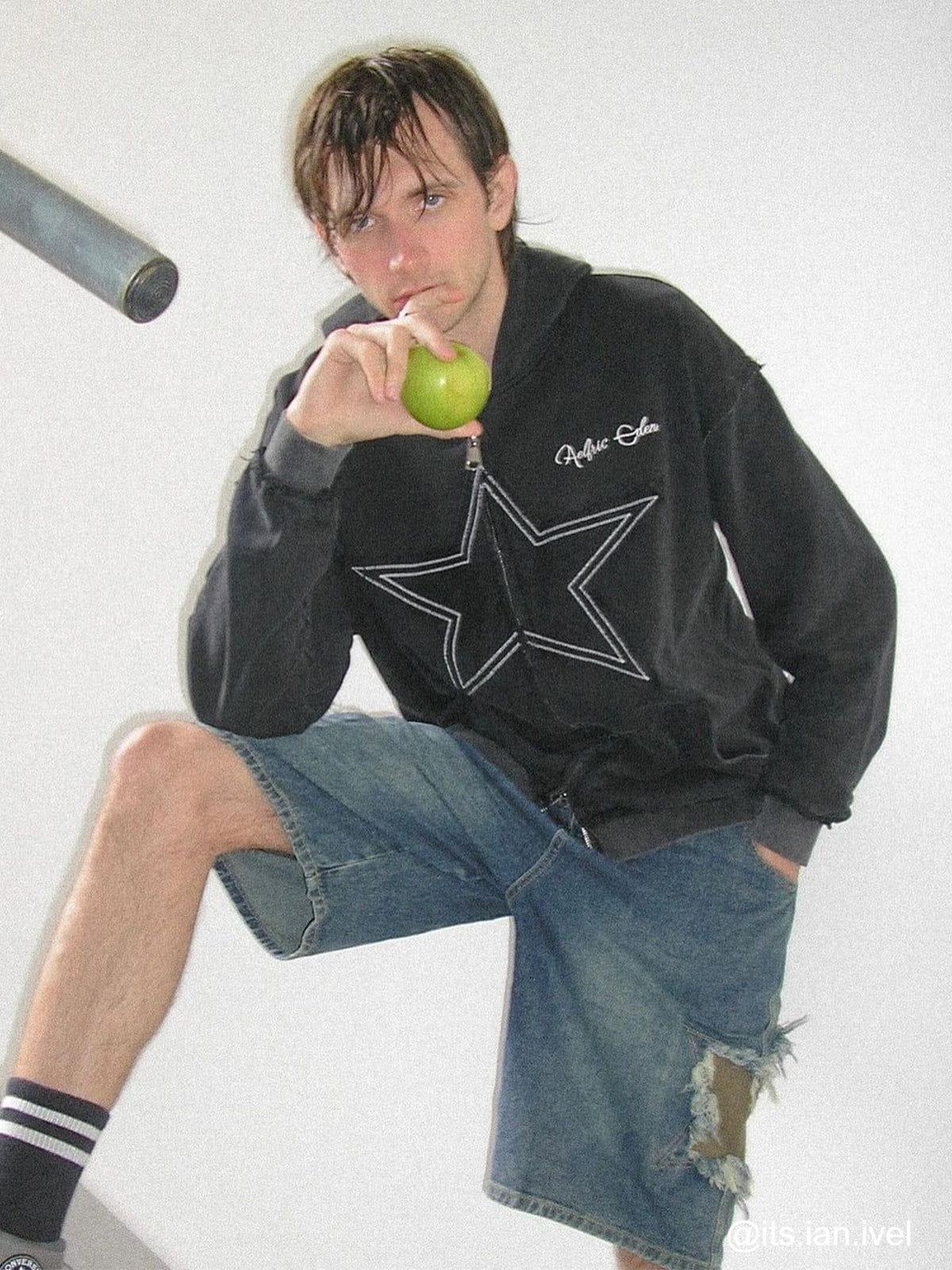 Aelfric Eden Star Applique Zip Up Hoodie Product Image