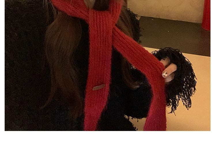 Plain Knit Hooded Scarf Product Image