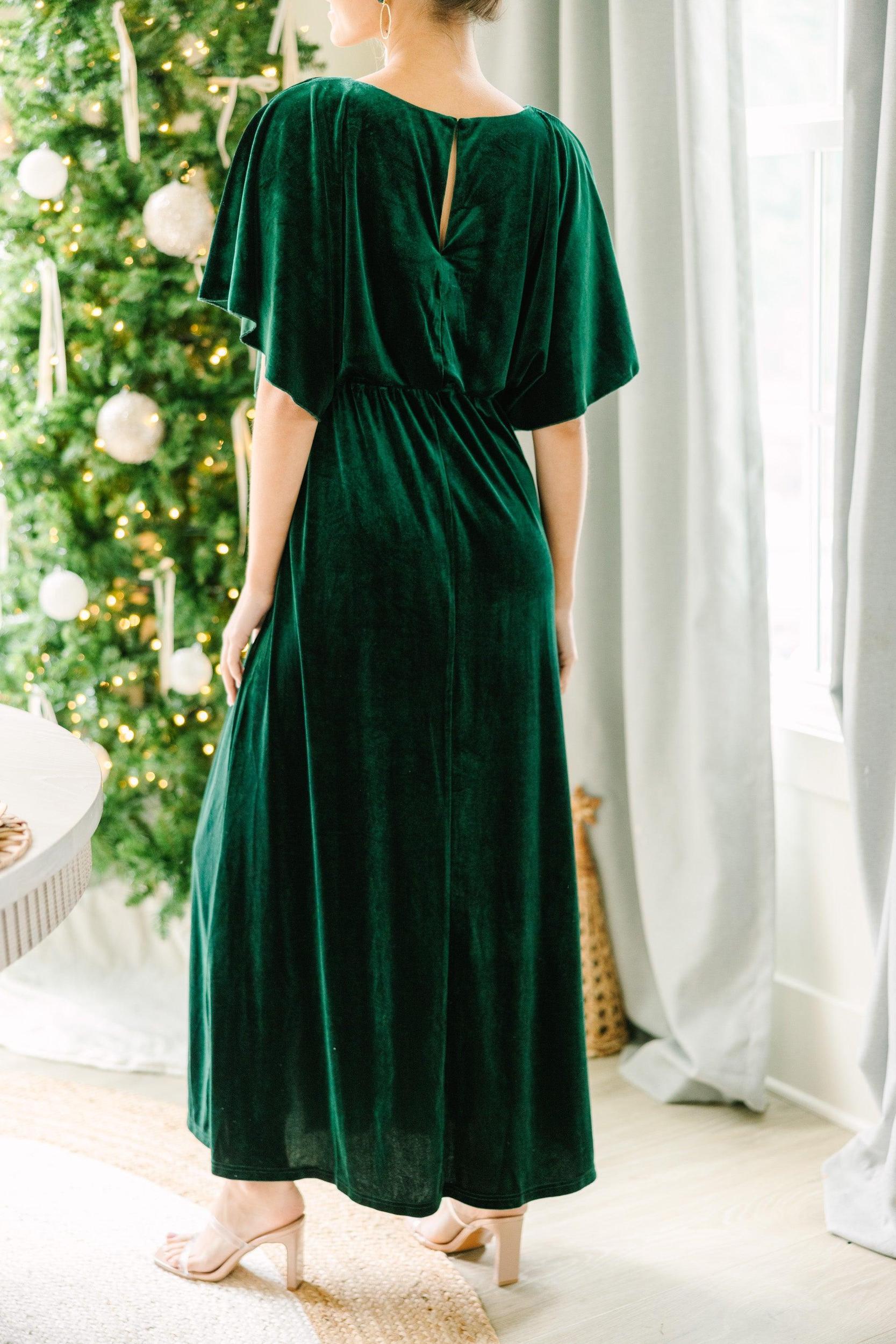 Out On The Dance Floor Emerald Green Velvet Maxi Dress Female Product Image