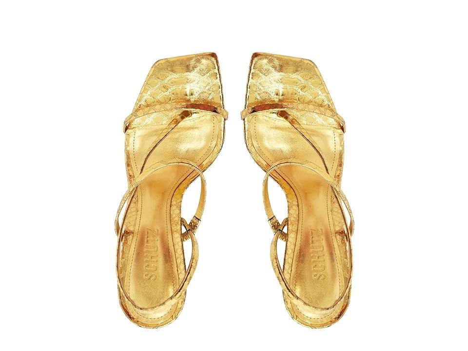 Womens Heloise 101MM Crocodile-Embossed Metallic Leather Sandals Product Image