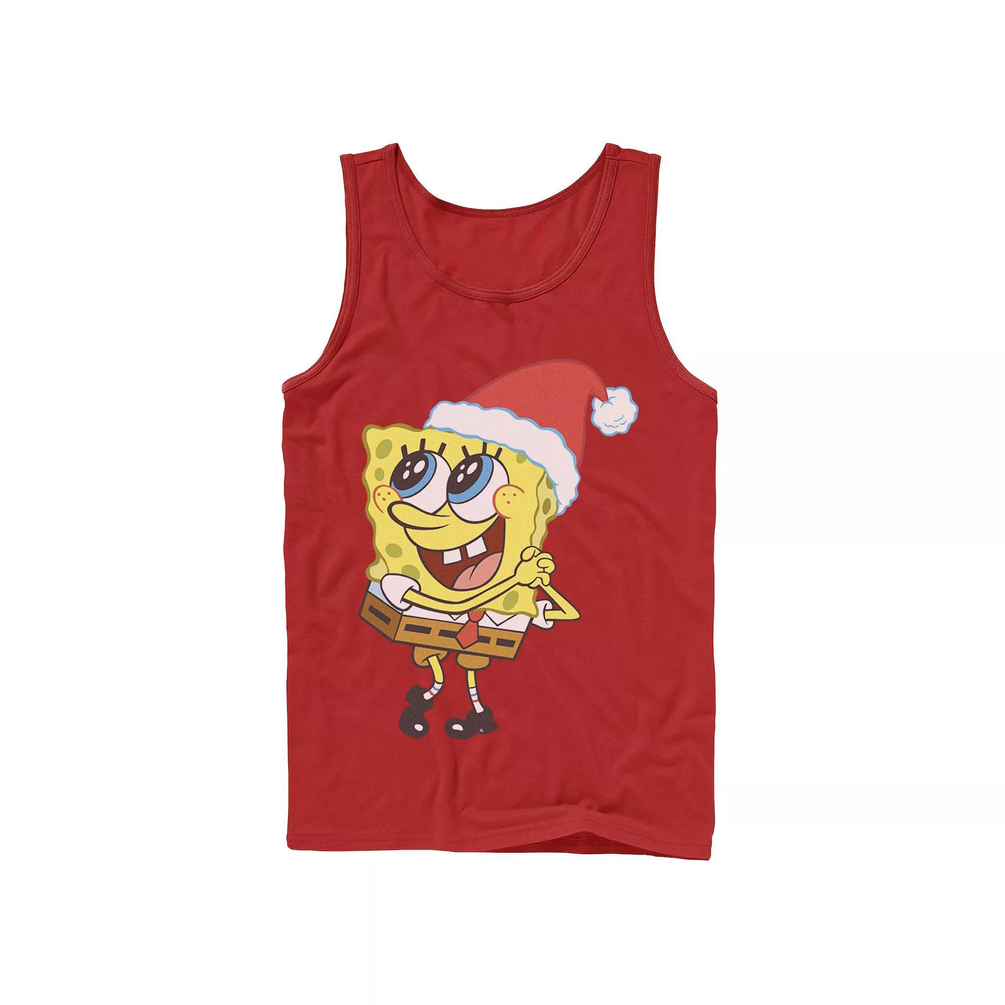 Mens Nickelodeon SpongeBob SquarePants Santa Hat Dreaming Of Christmas Tank Top Product Image
