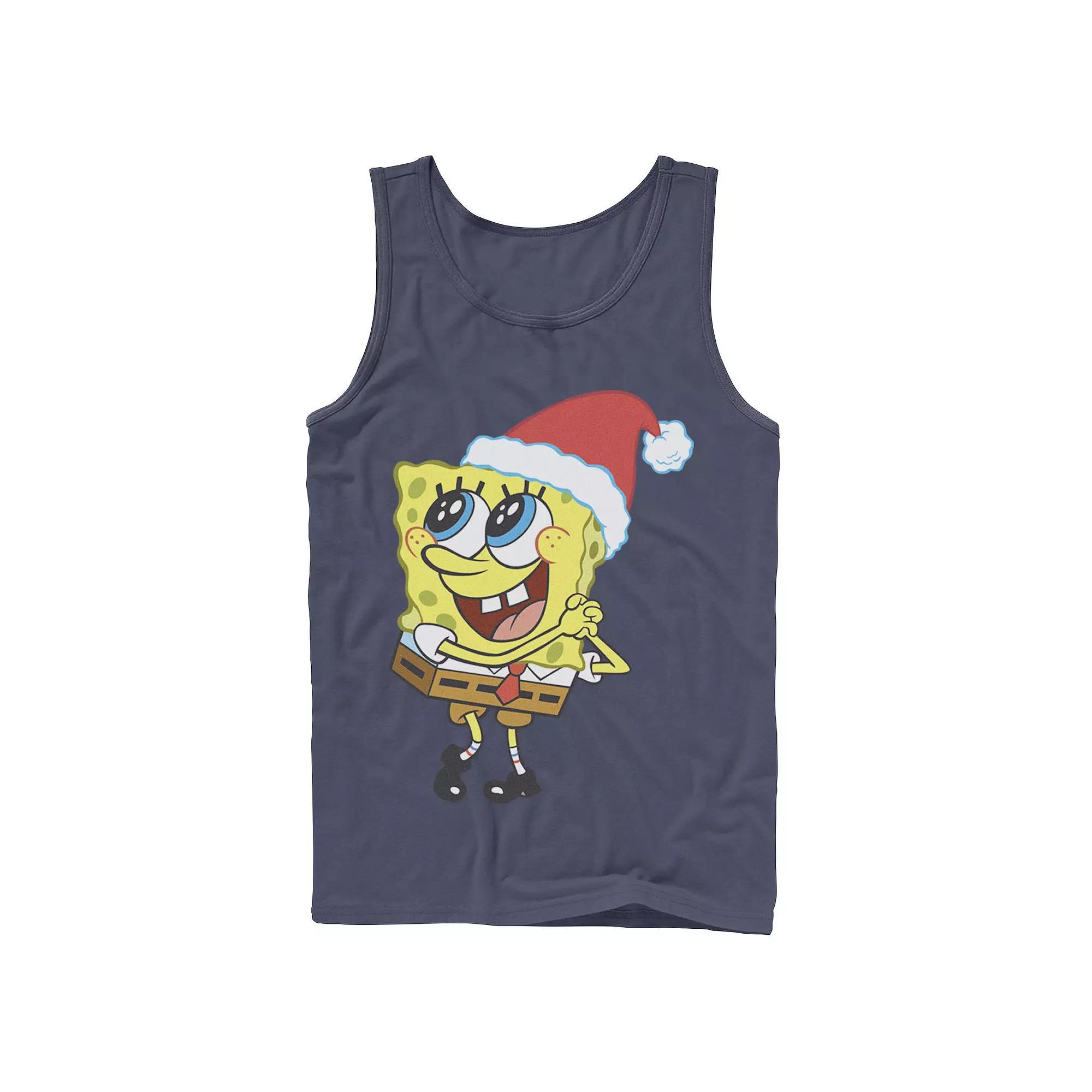 Mens Nickelodeon SpongeBob SquarePants Santa Hat Dreaming Of Christmas Tank Top Product Image