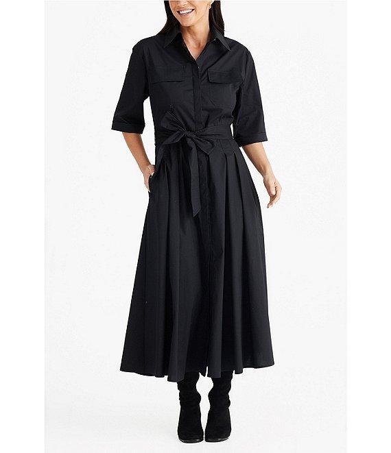Brave + True Rosellini 3/4 Sleeve Collared Button Front Shirt Maxi Dress Product Image