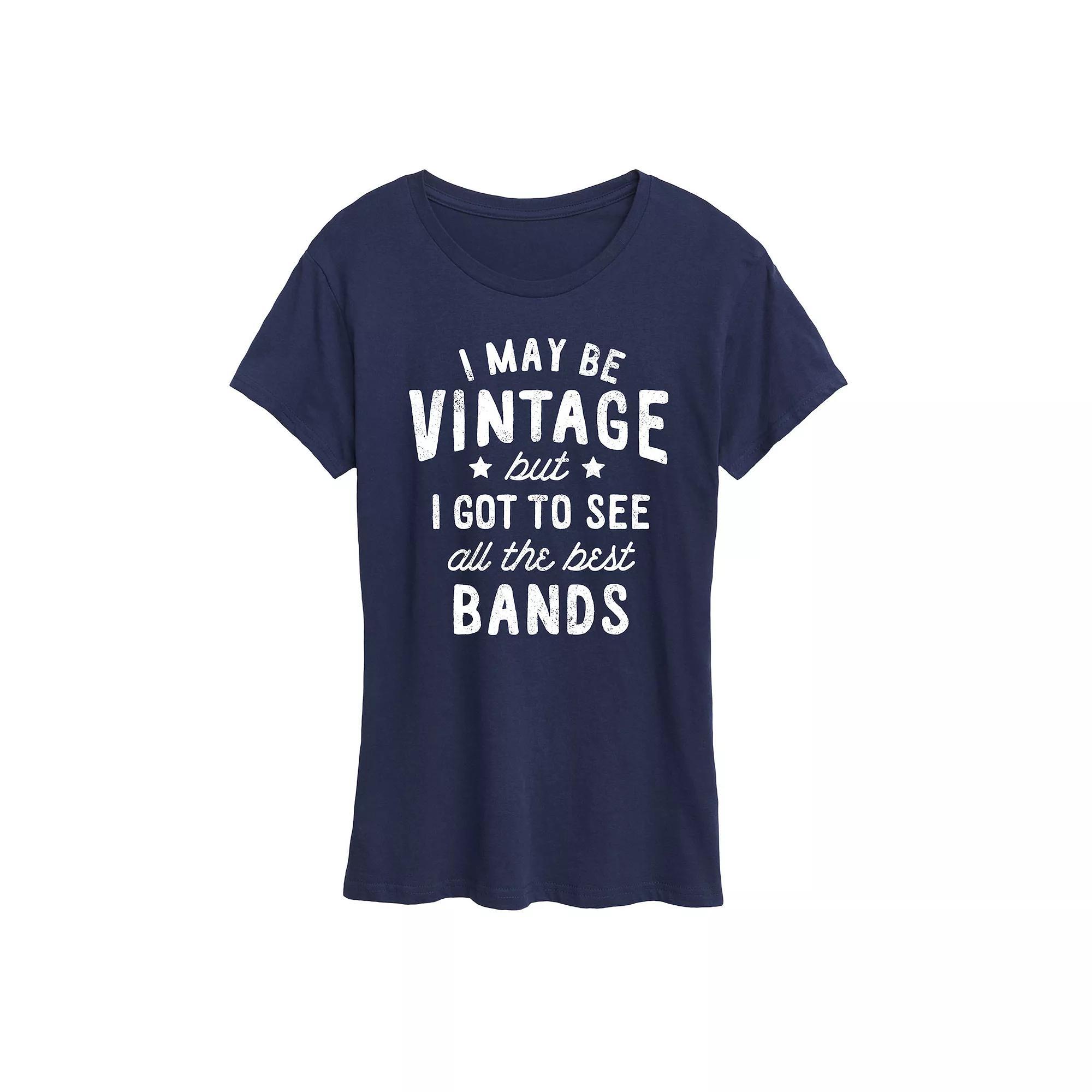 Womens I May Be Vintage Best Bands Graphic Tee Blue Product Image