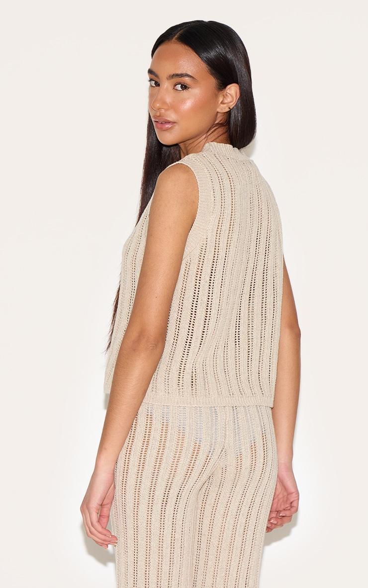  Petite Natural Knitted Sleeveless Vest Product Image