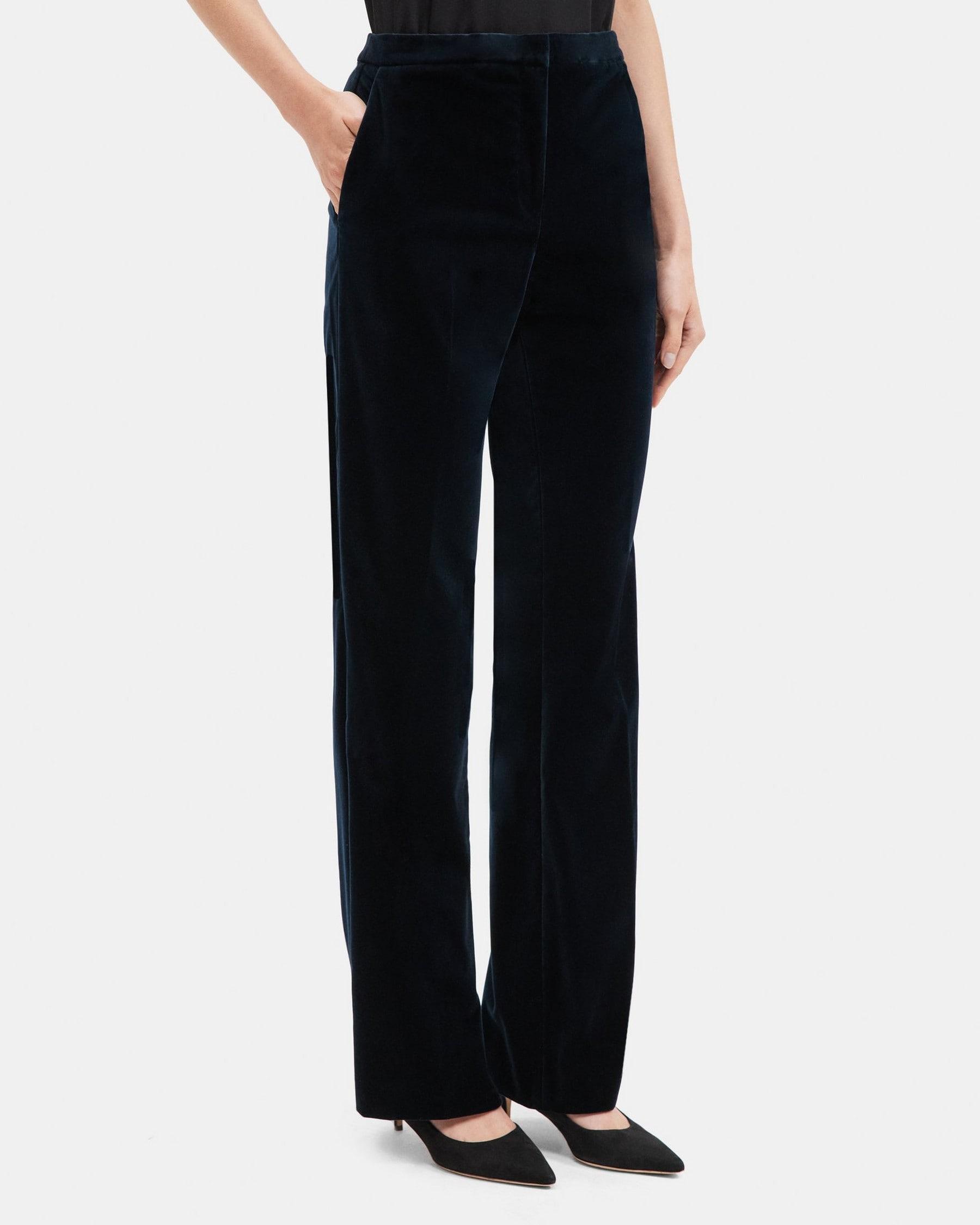 Flared High-Waist Pant in Stretch Velvet Product Image