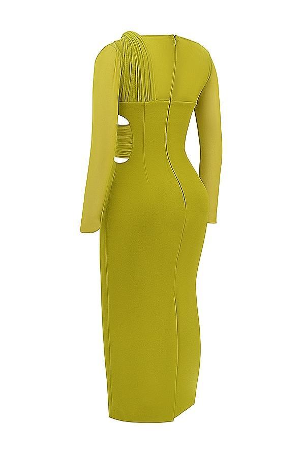 Zahra  chartreuse plunge maxi dress - sale Product Image