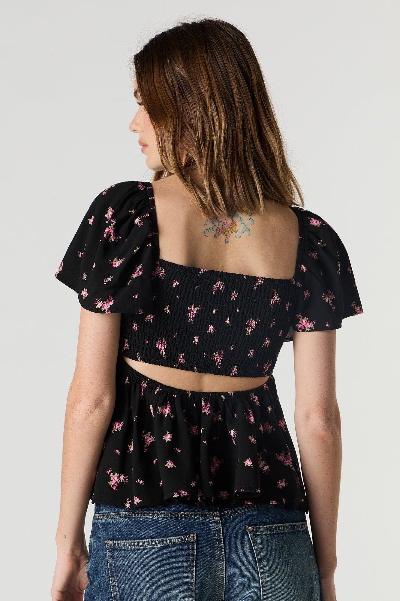 Floral Short Sleeve Milkmaid Top Female Product Image
