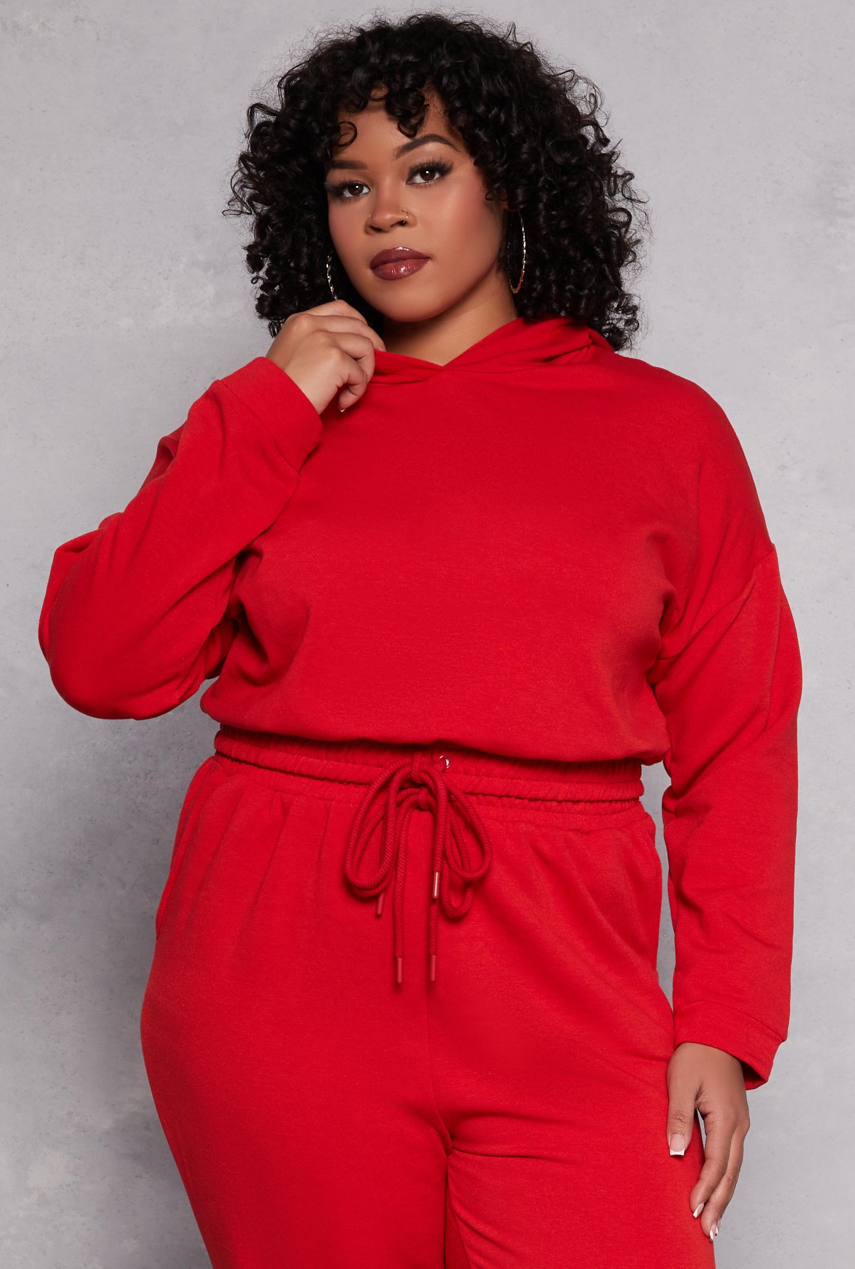 Womens Plus Size Iris Elastic Hem Hooded Sweatshirt Product Image