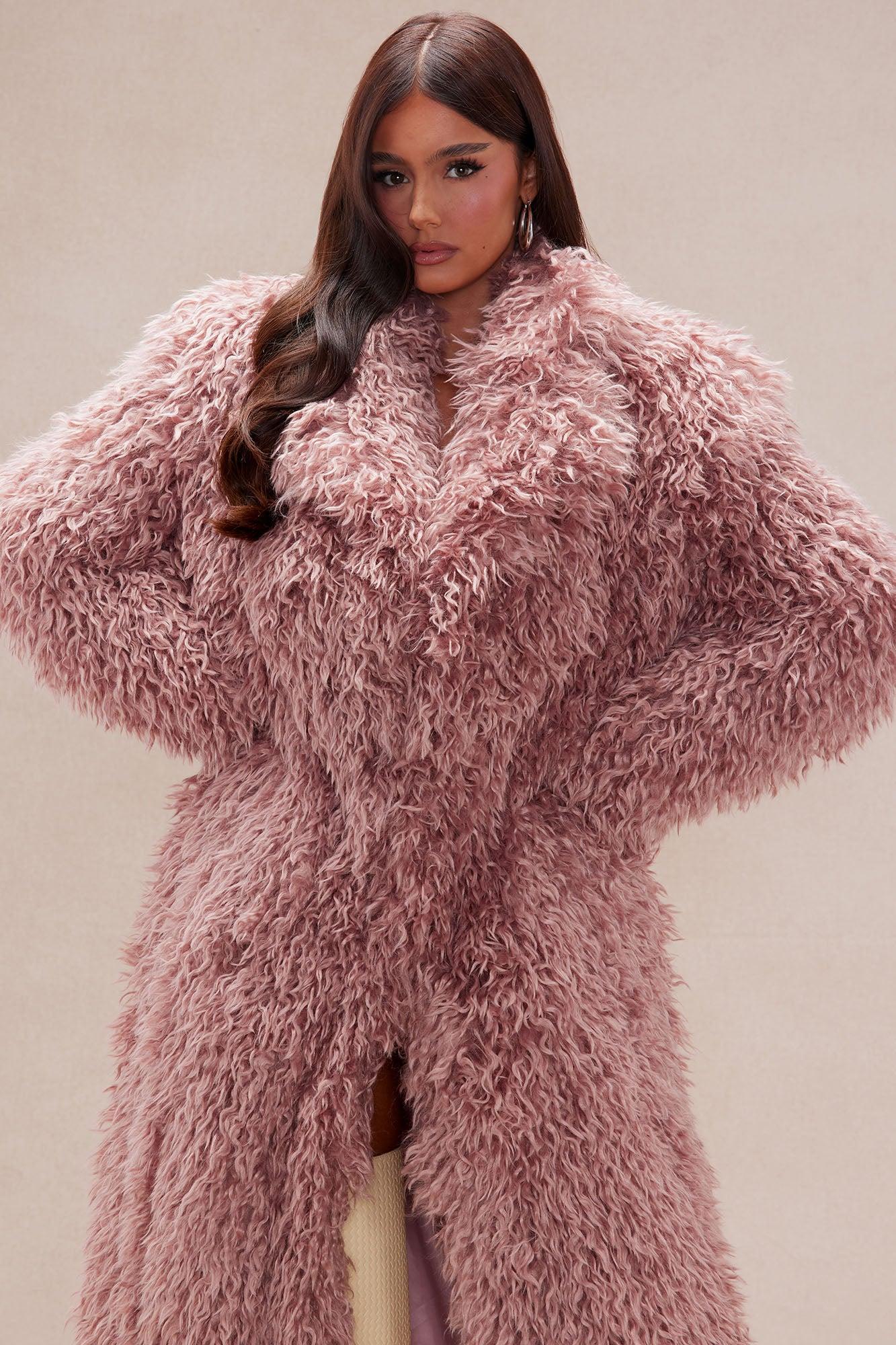 Freya Faux Fur Coat - Blush Product Image