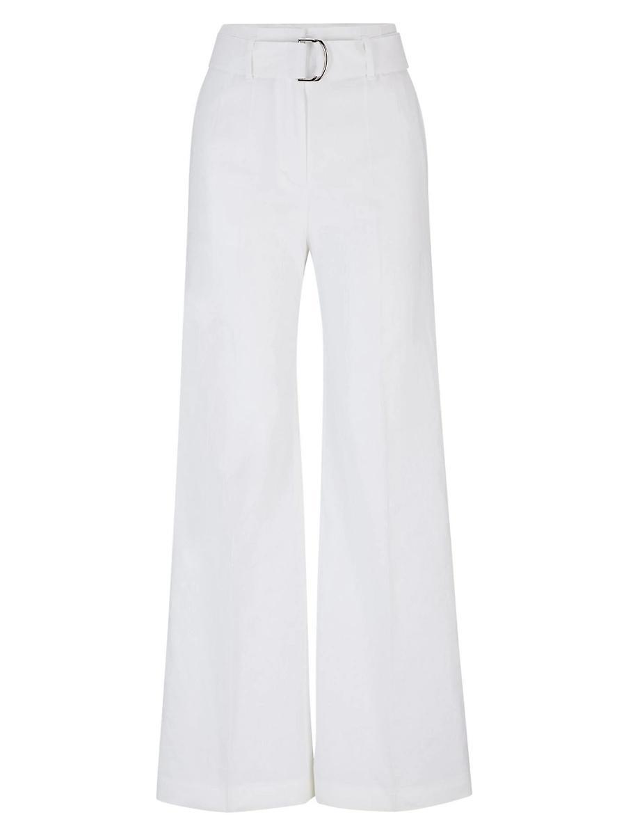Womens Relaxed-Fit Trousers in a Linen Blend Product Image