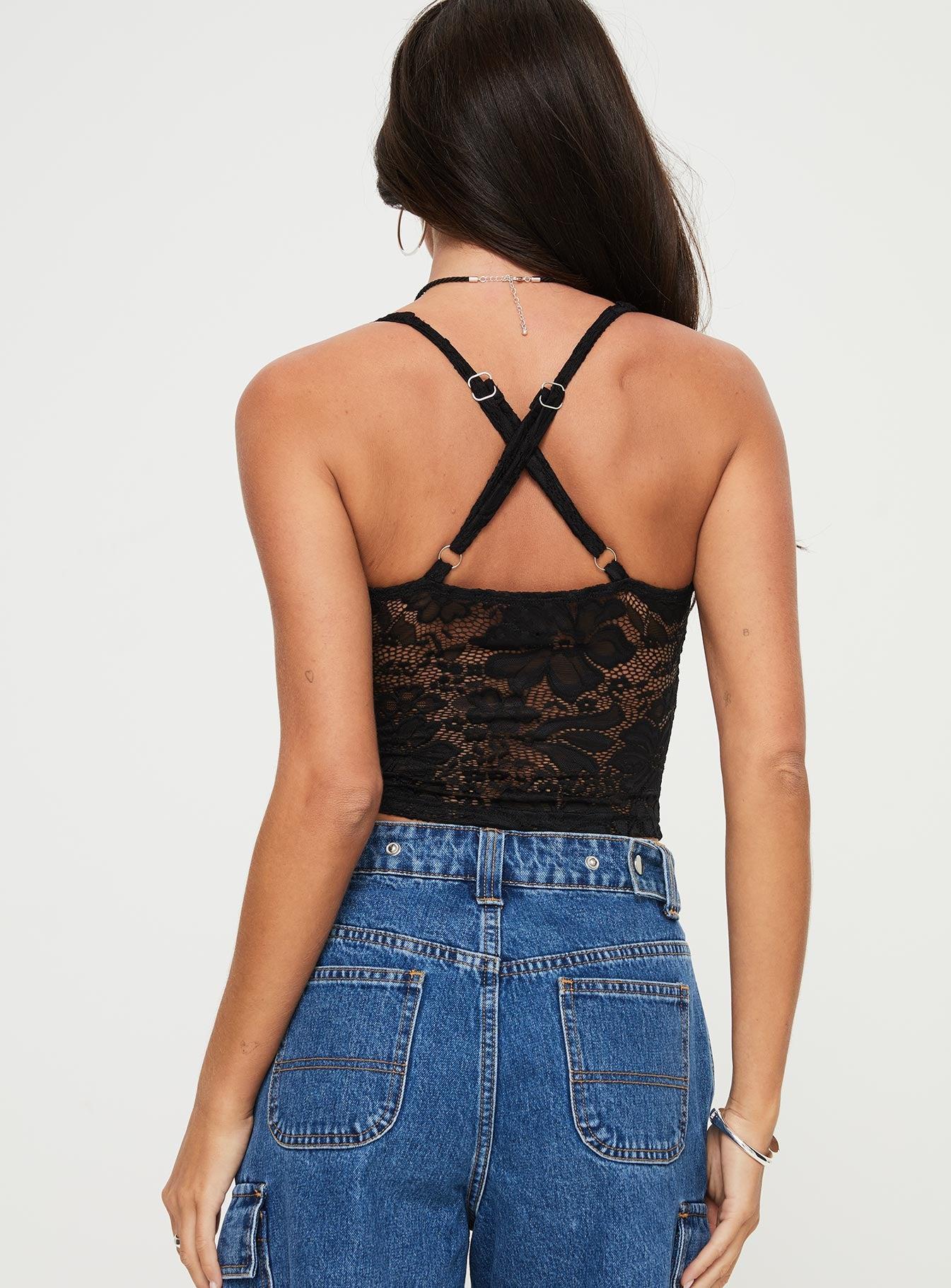Wandella Lace Tank Black Product Image