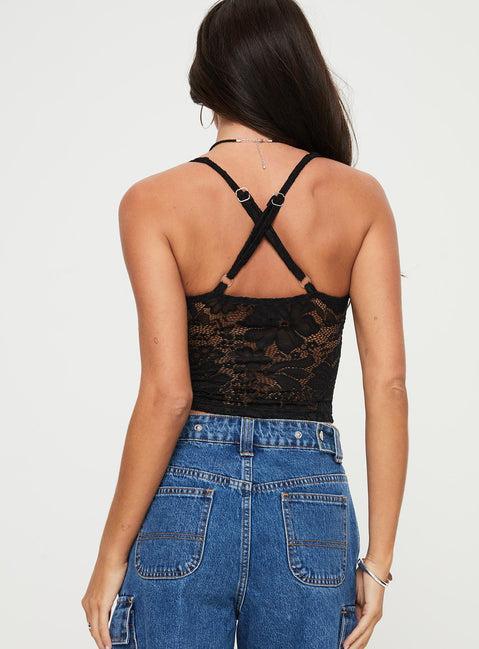 Wandella Lace Tank Black Product Image
