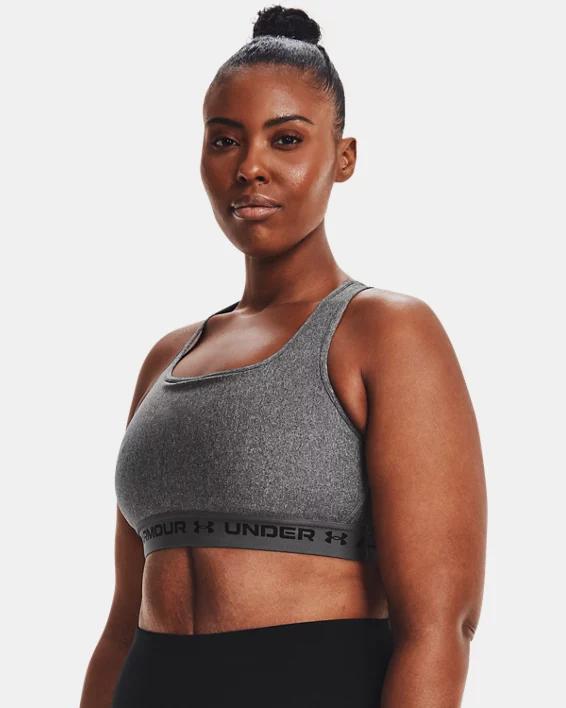 Under Armour Womens Armour Mid Crossback Heather Scoop Neck Sports Bra Product Image